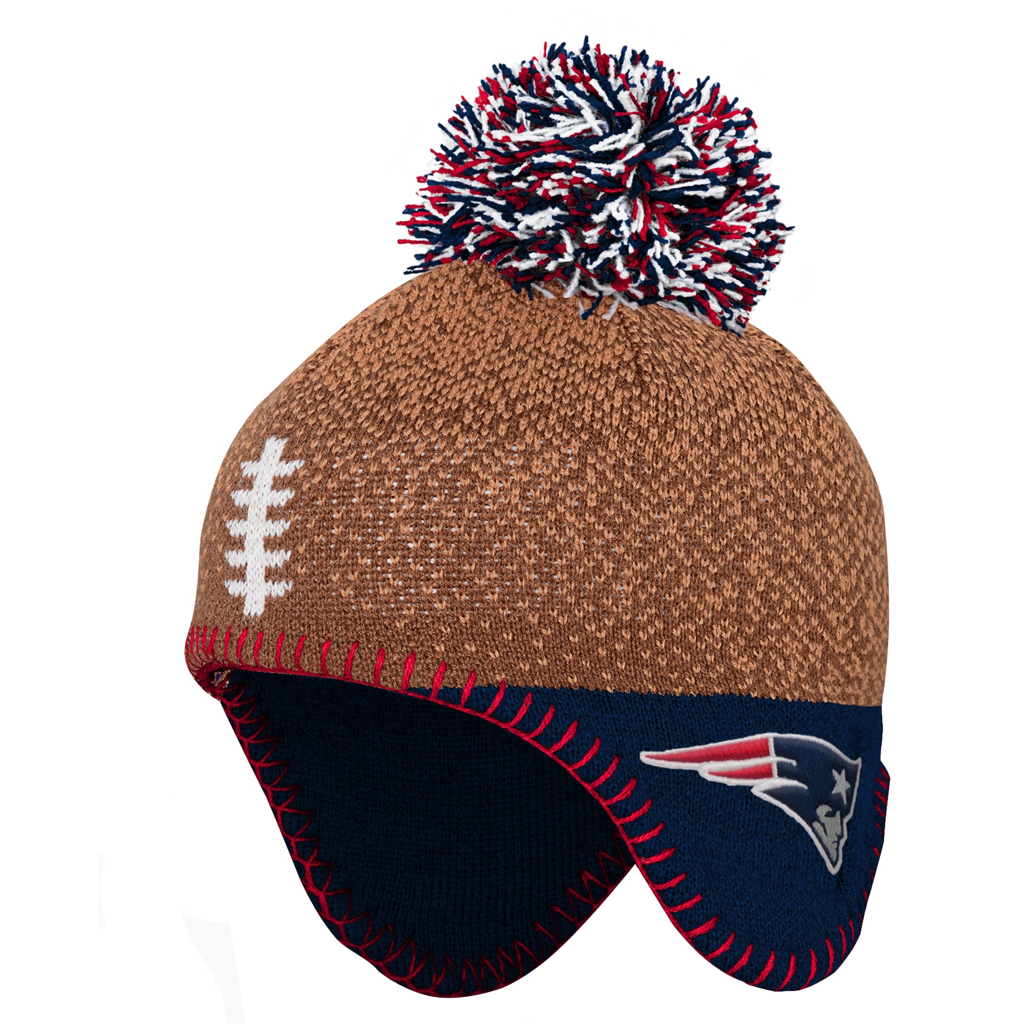 Infant Outerstuff Brown New England Patriots Football Head Knit Hat