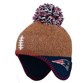 Infant Outerstuff Brown New England Patriots Football Head Knit Hat with Pom