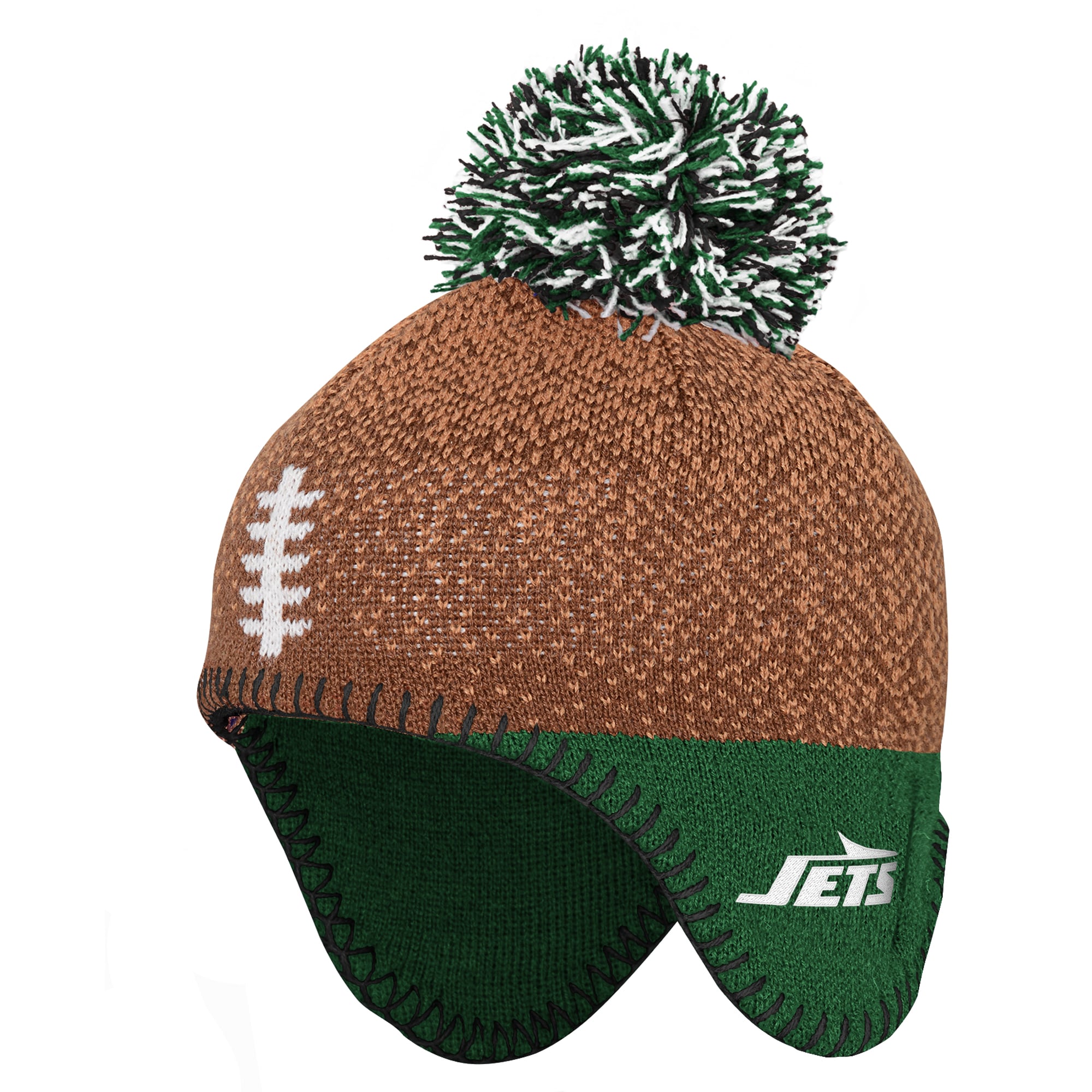 Infant Outerstuff Brown New York Jets Football Head Knit Hat