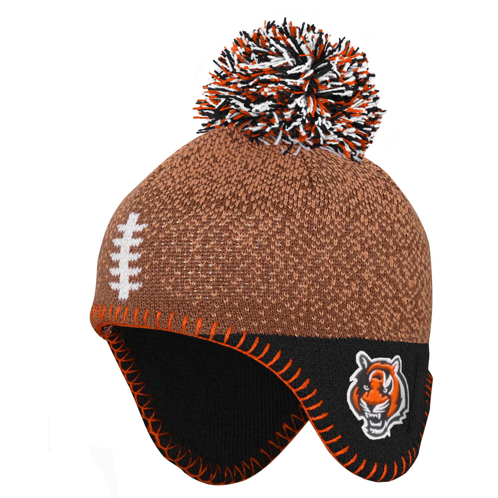 Infant Outerstuff Brown Cincinnati Bengals Football Head Knit Hat