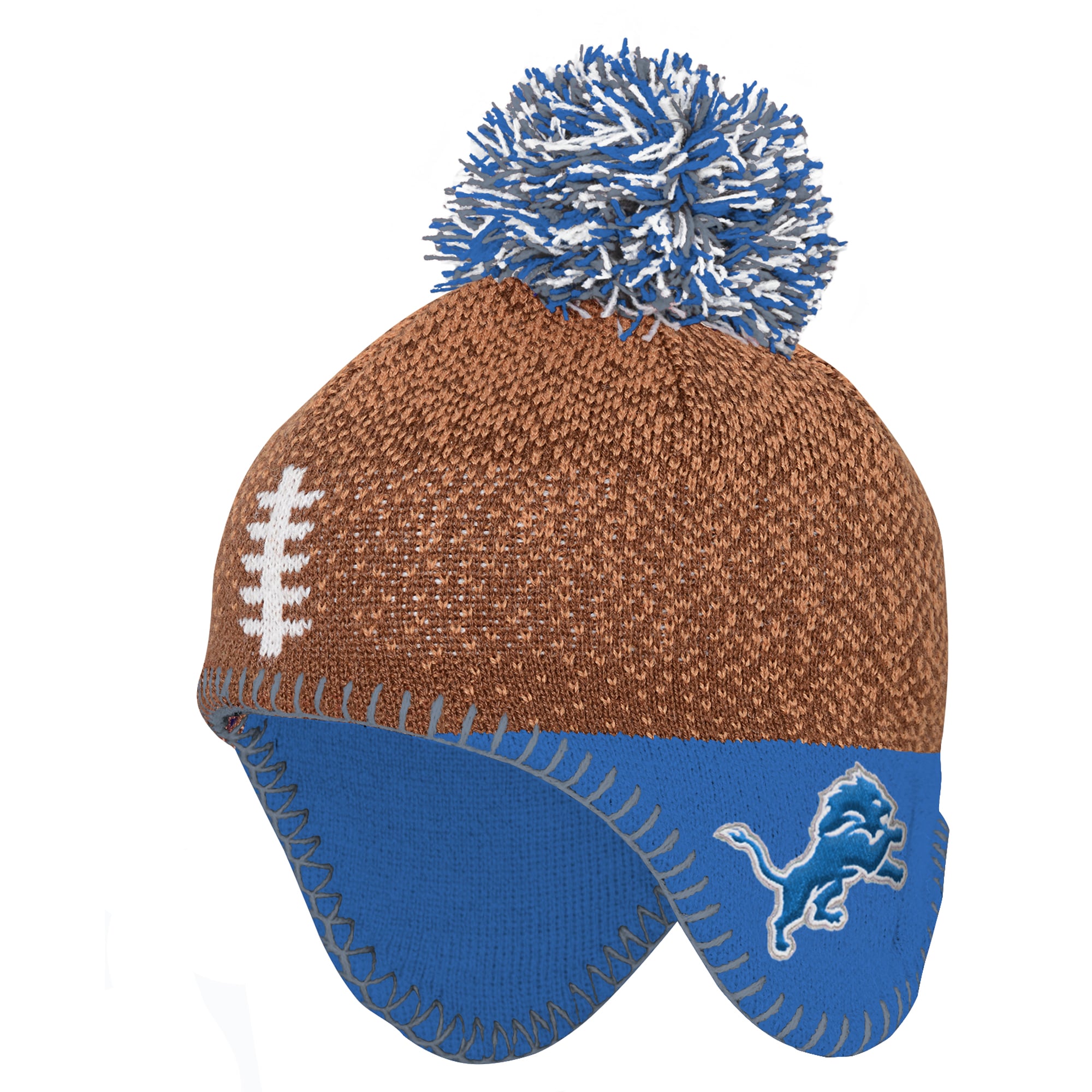 Preschool Outerstuff Brown Detroit Lions Football Head Knit Hat