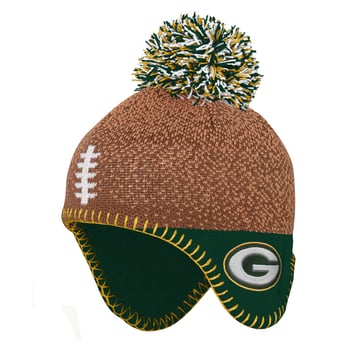 Preschool Outerstuff Brown Green Bay Packers Football Head Knit Hat