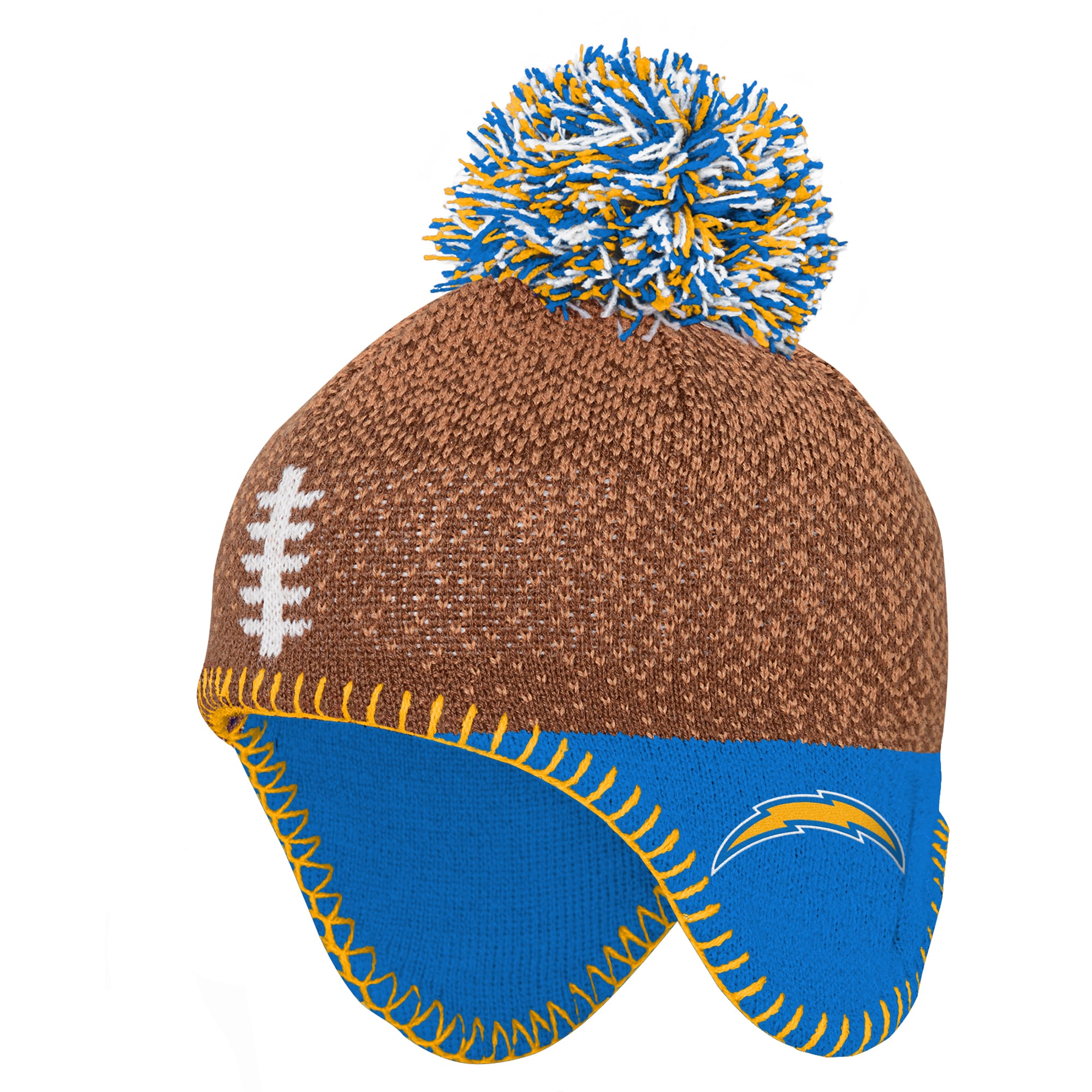 Preschool Outerstuff Brown Los Angeles Chargers Football Head Knit Hat