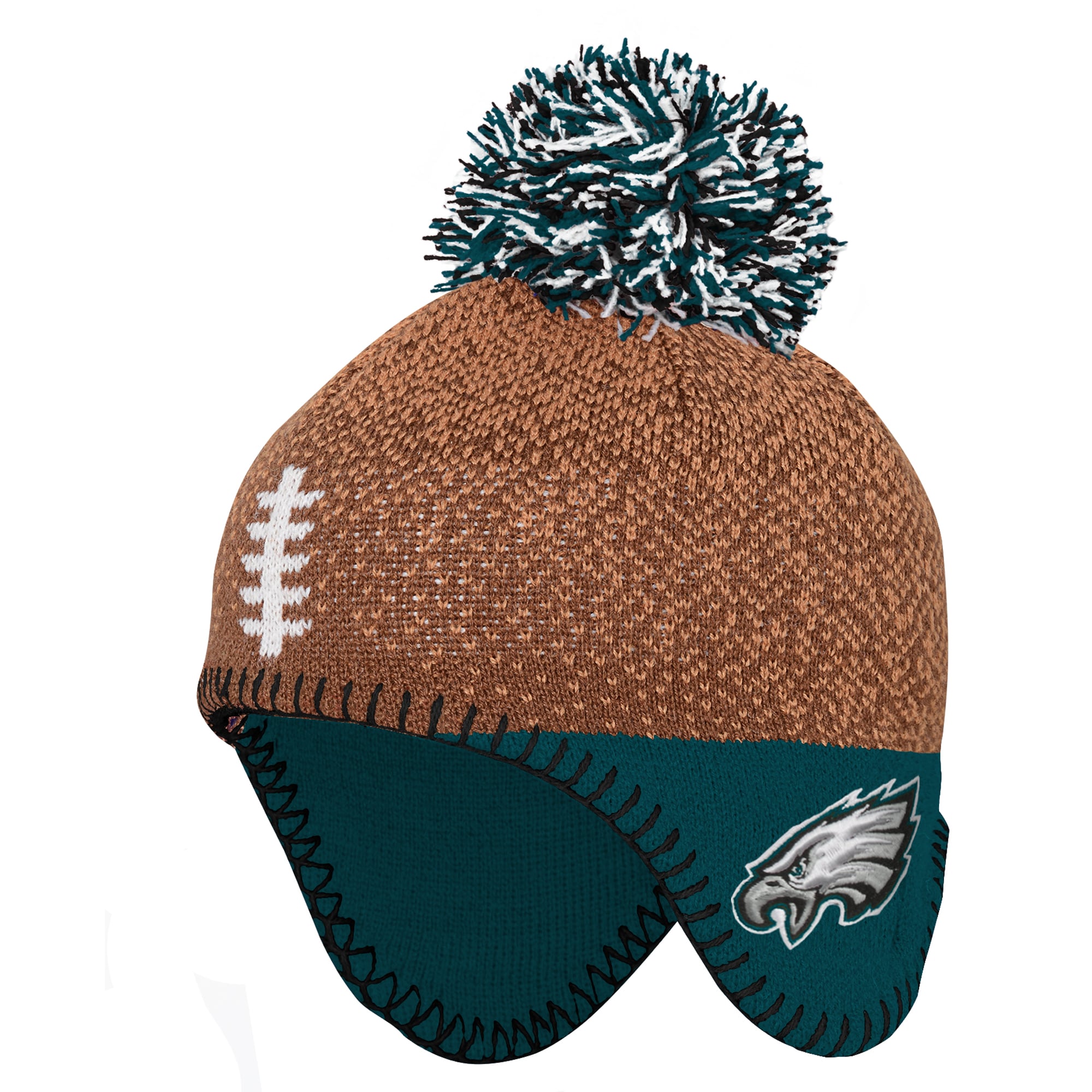 Preschool Outerstuff Brown Philadelphia Eagles Football Head Knit Hat