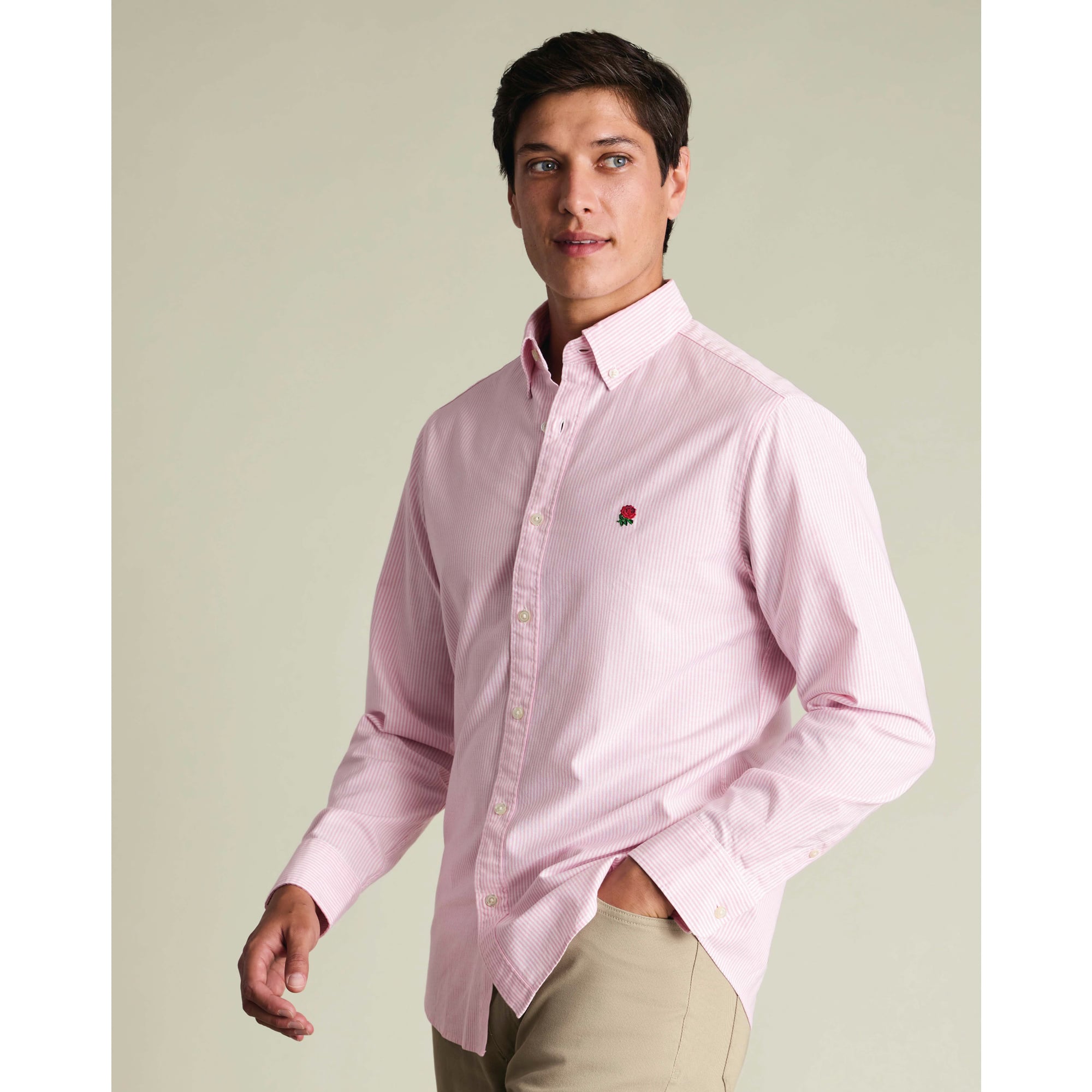 Camicia Oxford slim fit Charles Tyrwhitt England Rugby - Rosa