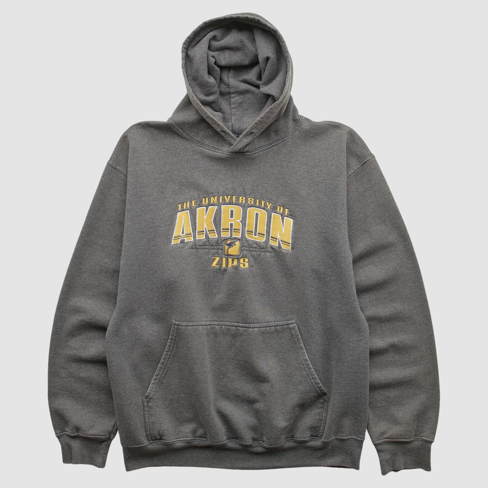 Akron Zips Perrin Wear 2000s Hooded Pullover Sweatshirt - Dark Heather Gray - S by Fanatics Real Vintage