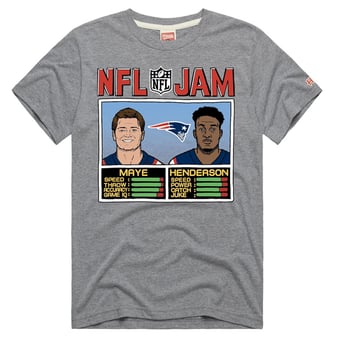Unisex Homage Drake Maye & TreVeyon Henderson Gray New England Patriots NFL Jam Tri-Blend T-Shirt