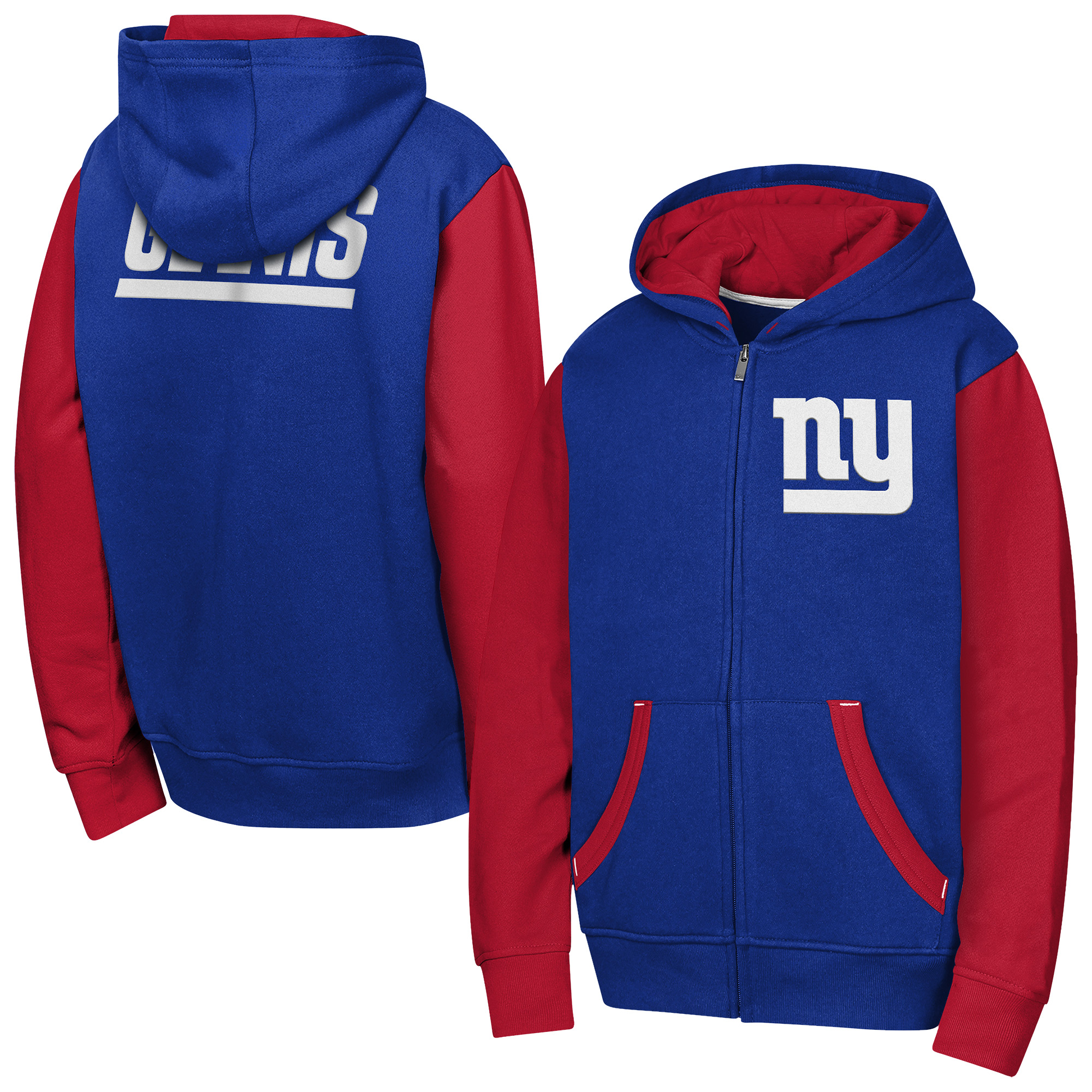 Youth Outerstuff Royal New York Giants Stadium Colorblock Full-Zip Hoodie