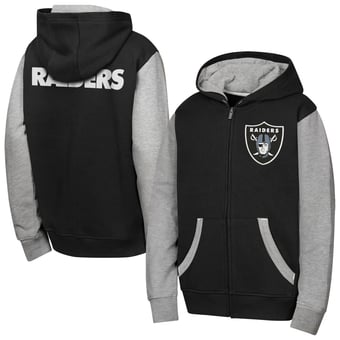 Youth Outerstuff Black Las Vegas Raiders Stadium Colorblock Full-Zip Hoodie