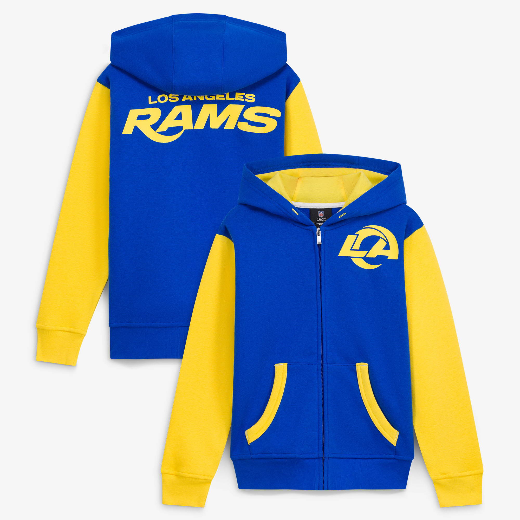 Outerstuff Big Boys' and Girls' Royal Los Angeles Rams Stadium Color block Full-Zip Hoodie - Royal, Gold