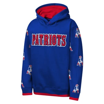 Youth Outerstuff Royal New England Patriots Retro Draft Day Chenille Pullover Hoodie