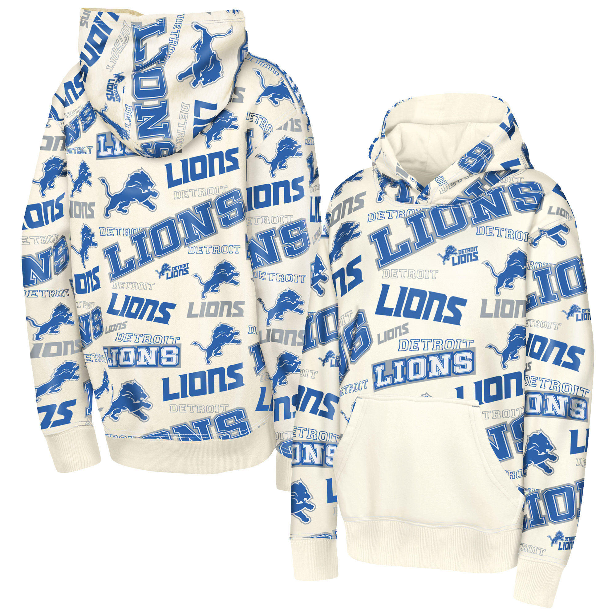 Youth Outerstuff Cream Detroit Lions Shake & Bake Hoodie