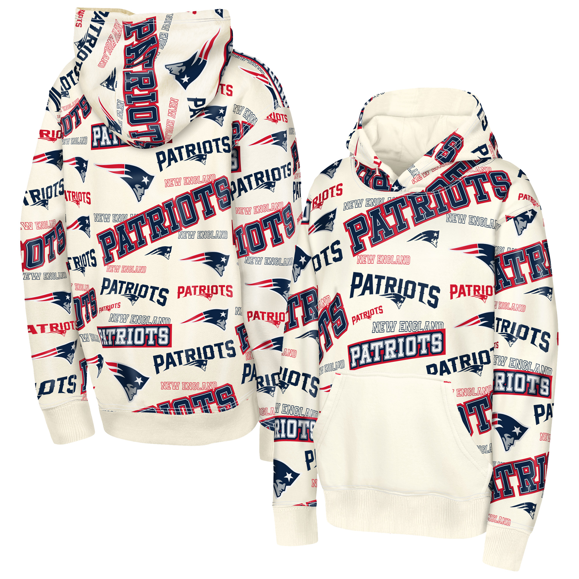 Outerstuff Big Boys' and Girls' Cream New England Patriots Shake Bake Hoodie - Cream