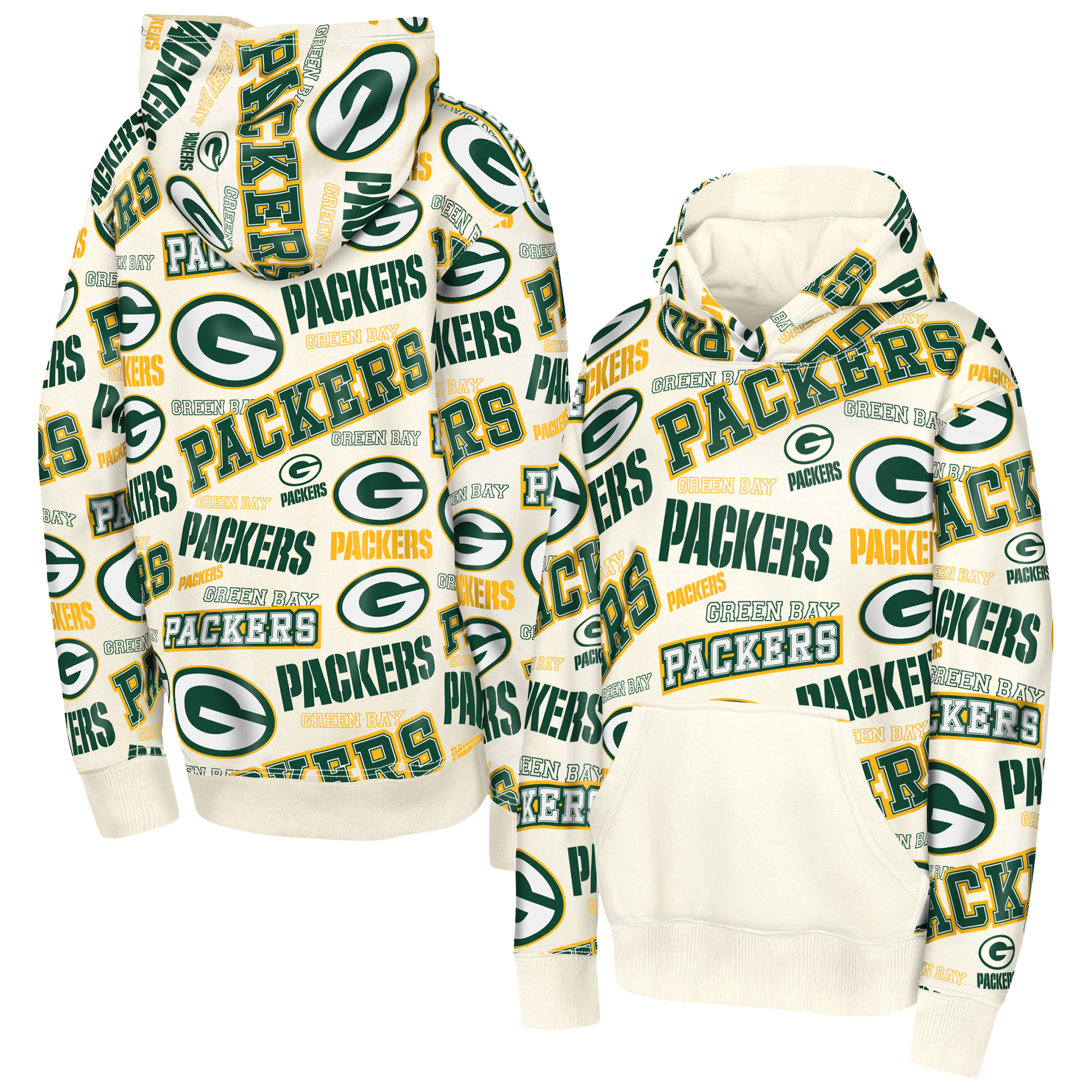 Outerstuff Big Boys' and Girls' Cream Green Bay Packers Shake Bake Hoodie - Cream