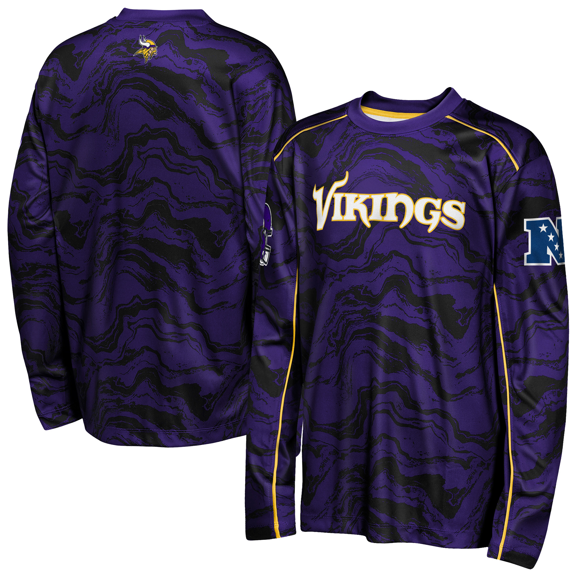 Outerstuff Big Boys' and Girls' Purple Minnesota Vikings Tailgate Performance Long-Sleeves T-Shirt - Purple