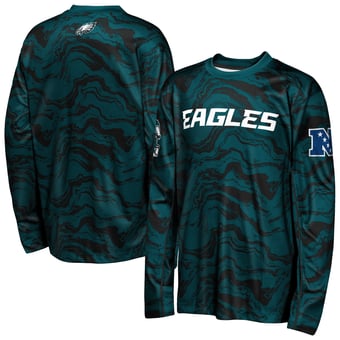 Youth Outerstuff Midnight Green Philadelphia Eagles Tailgate Performance Long Sleeve T-Shirt