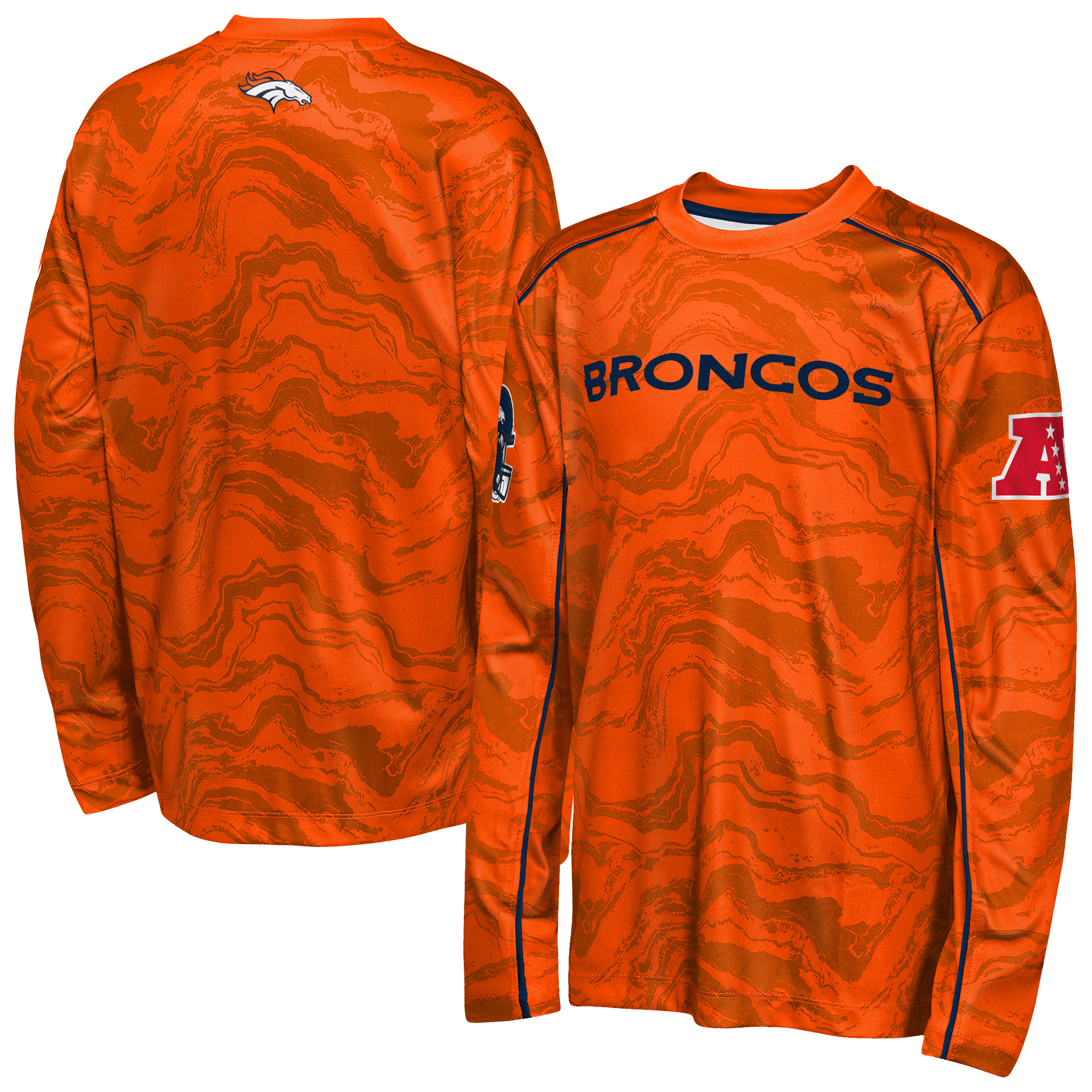 Outerstuff Big Boys' and Girls' Orange Denver Broncos Tailgate Performance Long-Sleeves T-Shirt - Orange