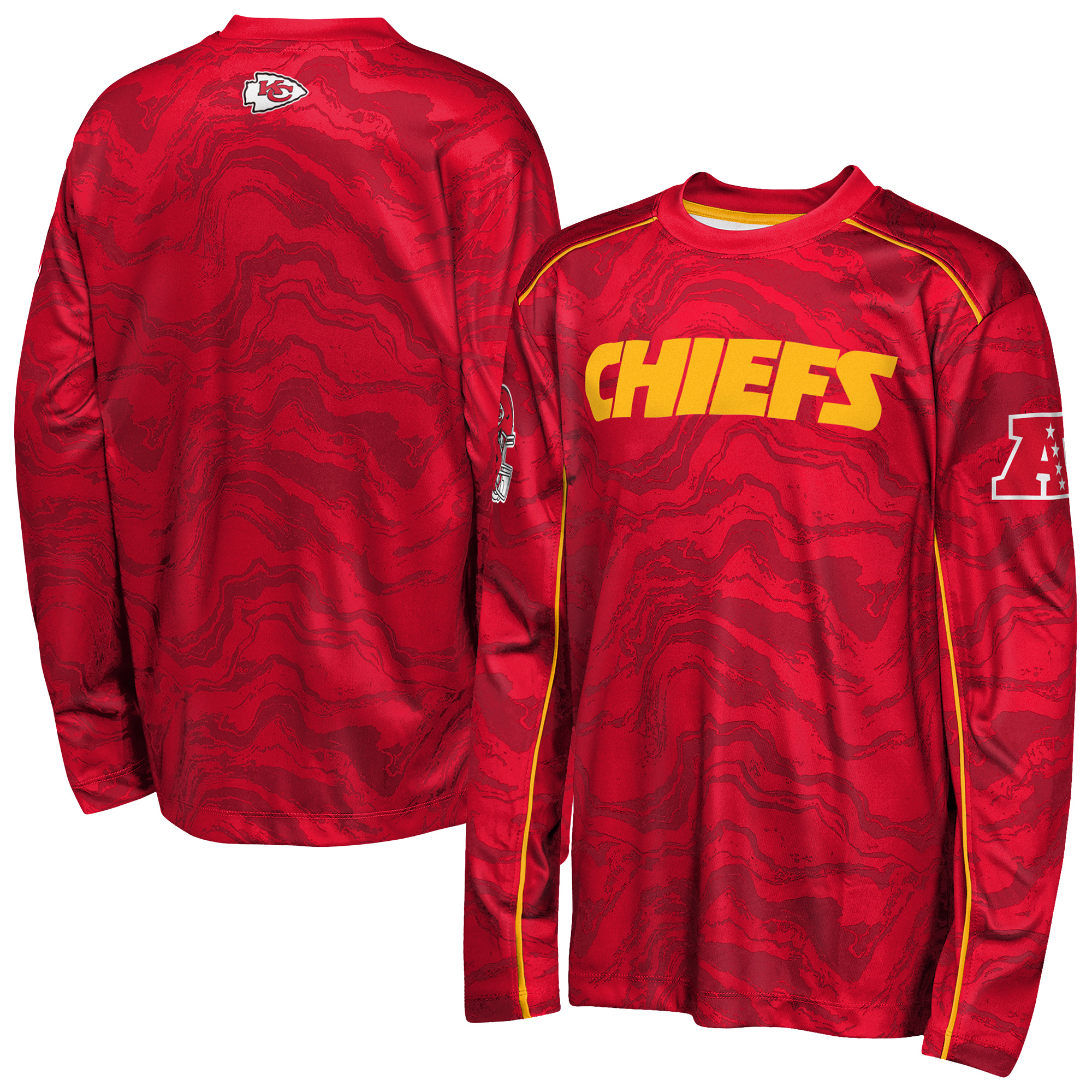 Outerstuff Big Boys' and Girls' Red Kansas City Chiefs Tailgate Performance Long-Sleeves T-Shirt - Red