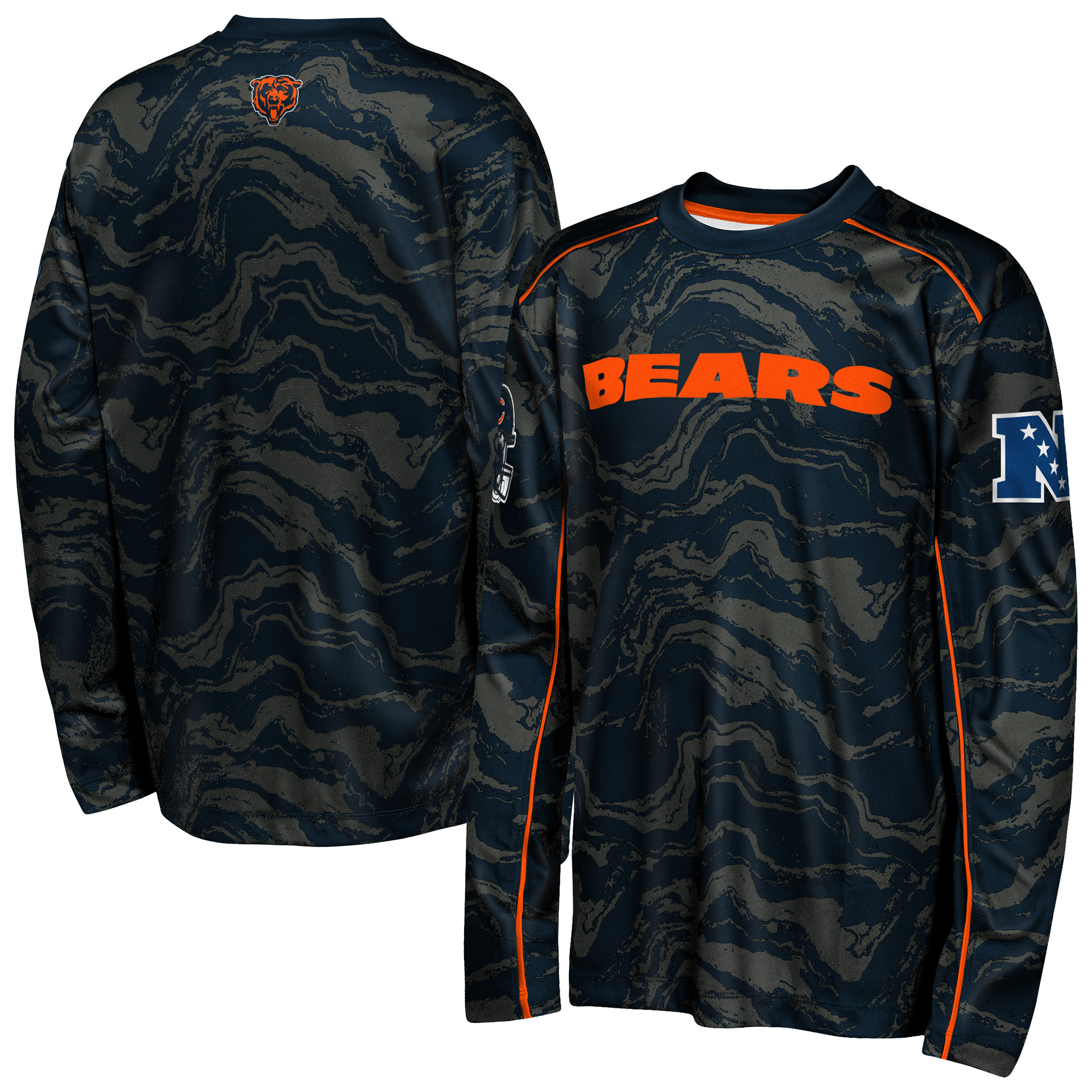 Youth Outerstuff Navy Chicago Bears Tailgate Performance Long Sleeve T-Shirt