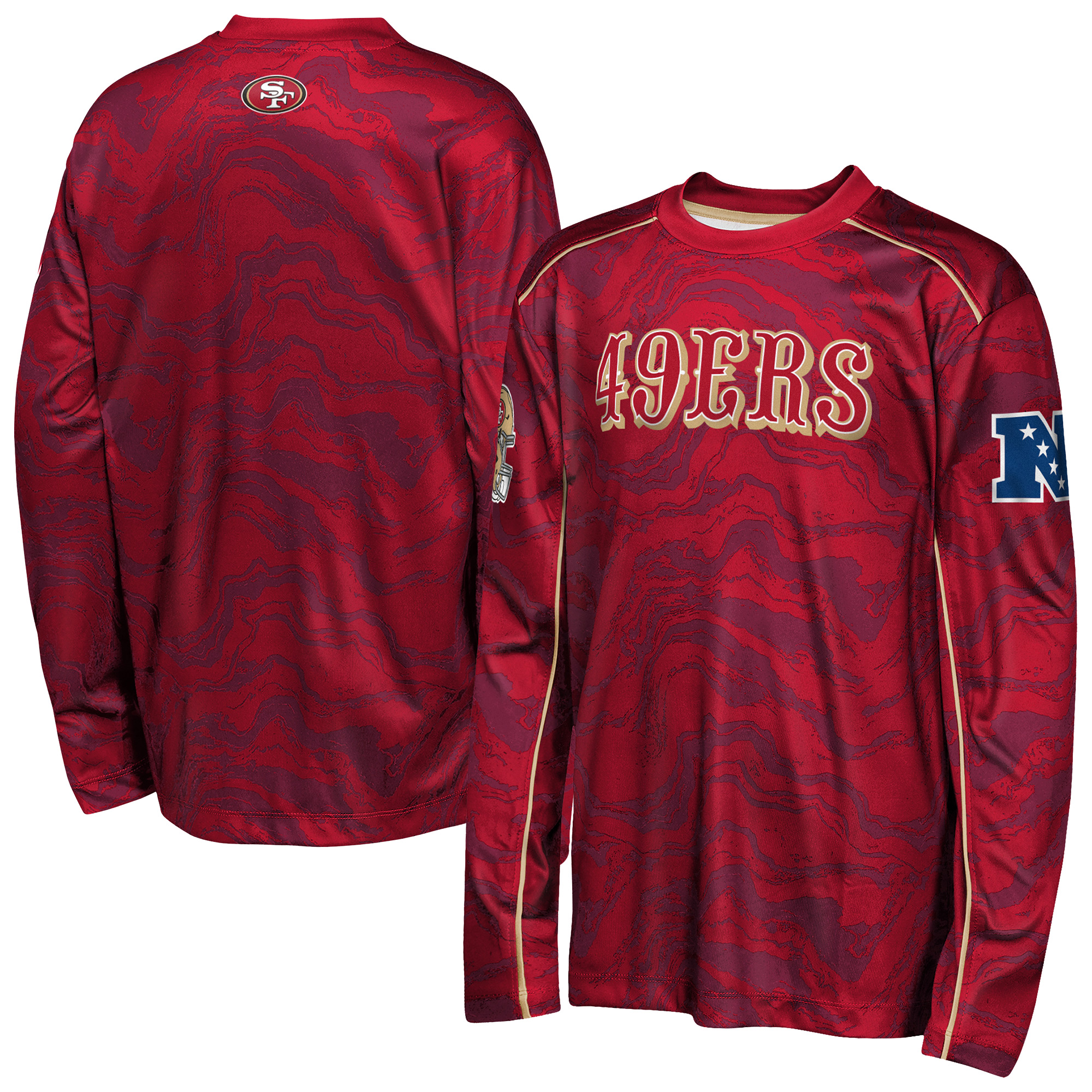 Outerstuff Big Boys' and Girls' Scarlet San Francisco 49ers Tailgate Performance Long-Sleeves T-Shirt - Scarlet