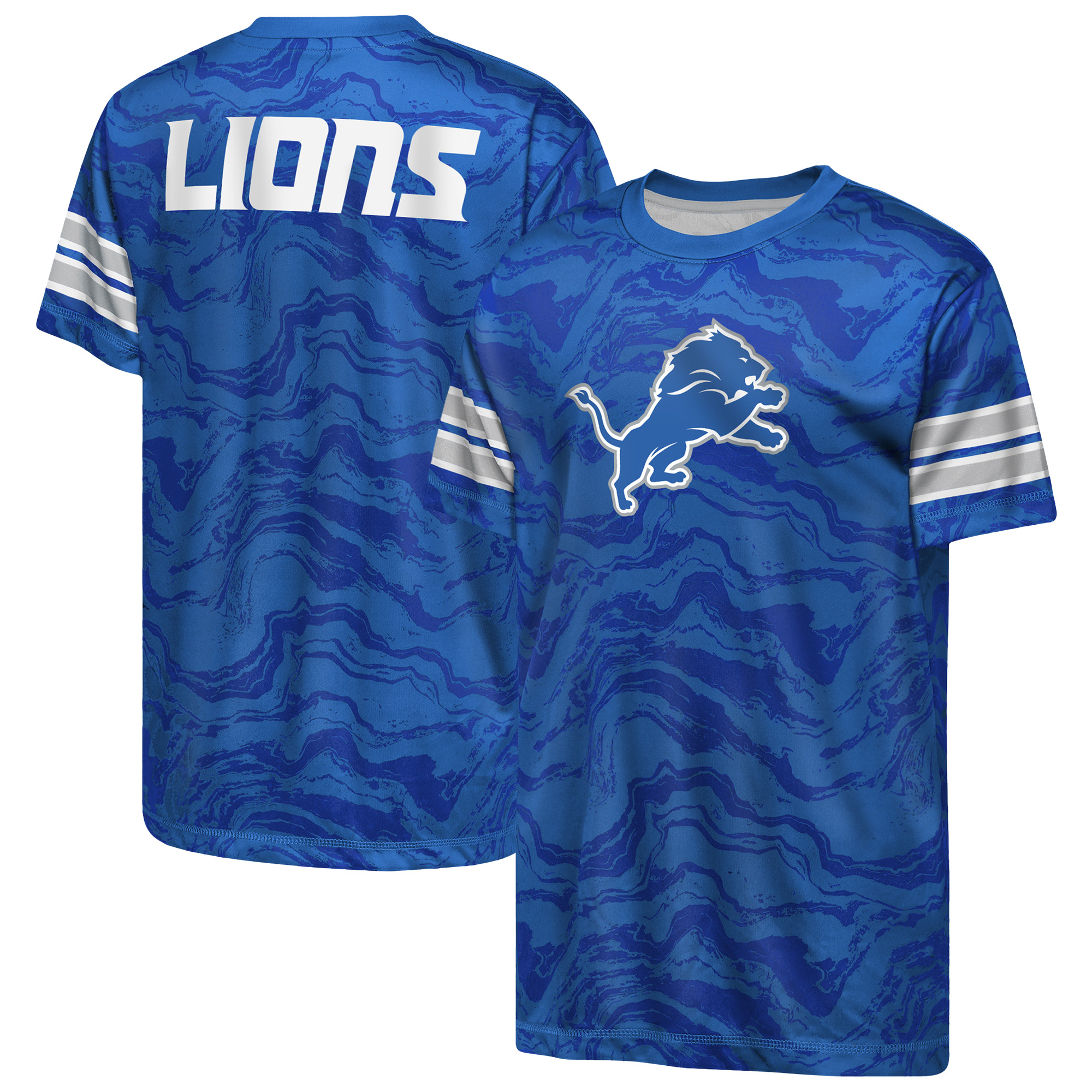 Youth Outerstuff  Blue Detroit Lions Slant Route Performance T-Shirt