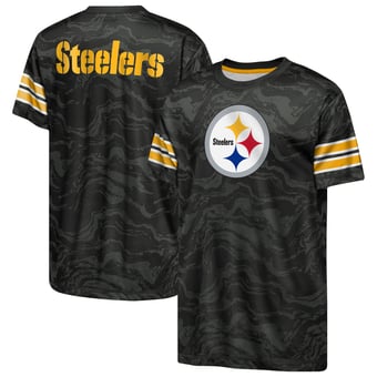 Youth Outerstuff  Black Pittsburgh Steelers Slant Route Performance T-Shirt