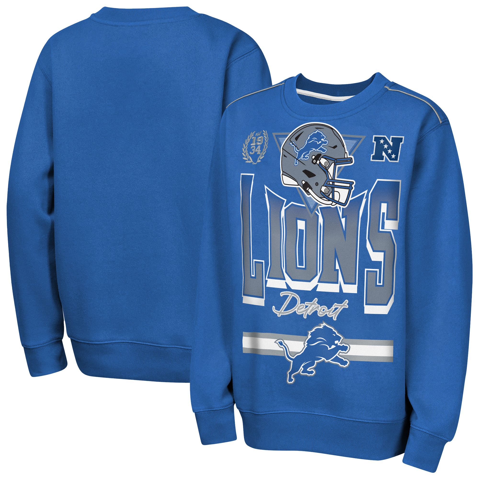 Youth Outerstuff  Blue Detroit Lions Run & Gun Fleece Sweatshirt