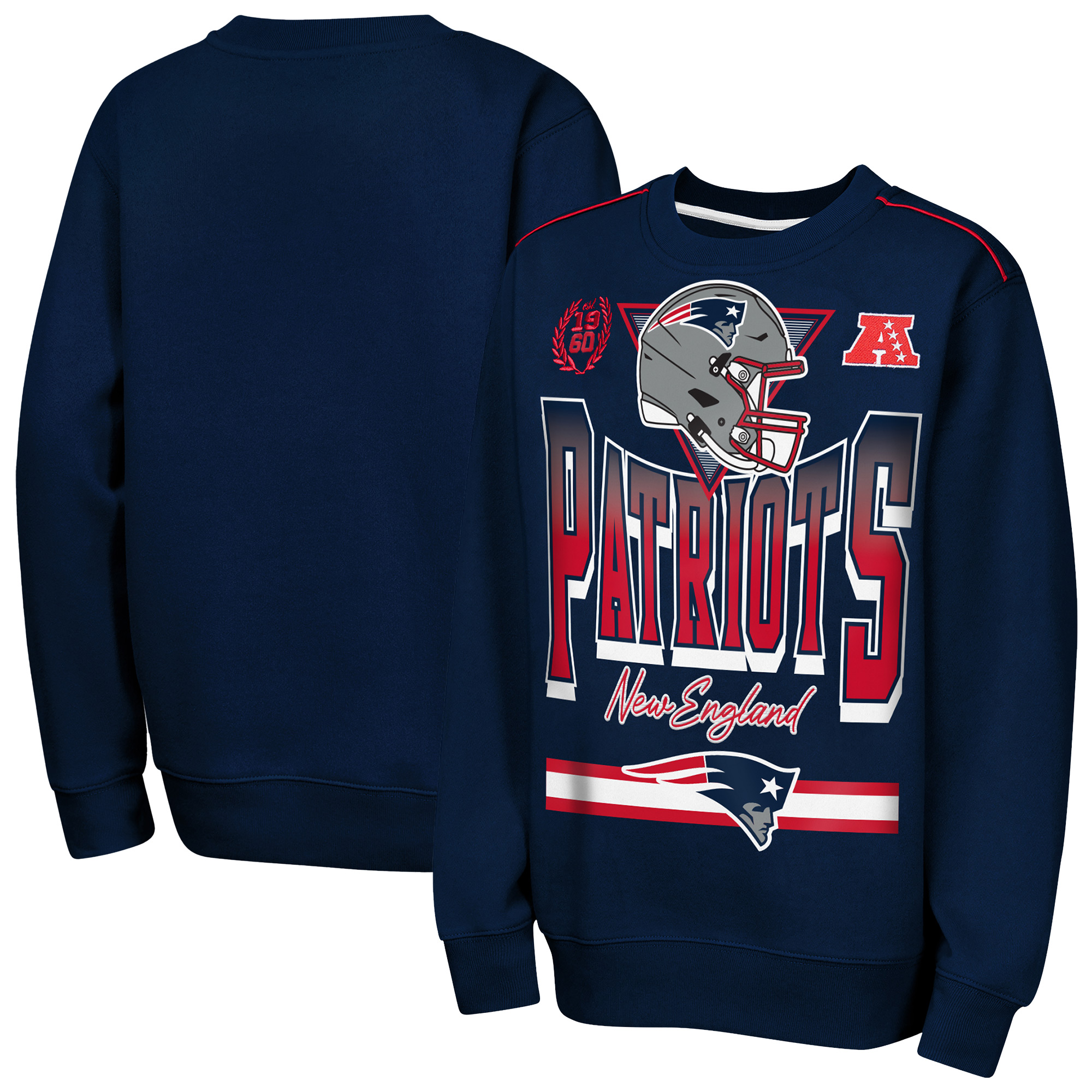 Outerstuff Big Boys' and Girls' Navy New England Patriots Run Fleece Sweatshirt - Navy