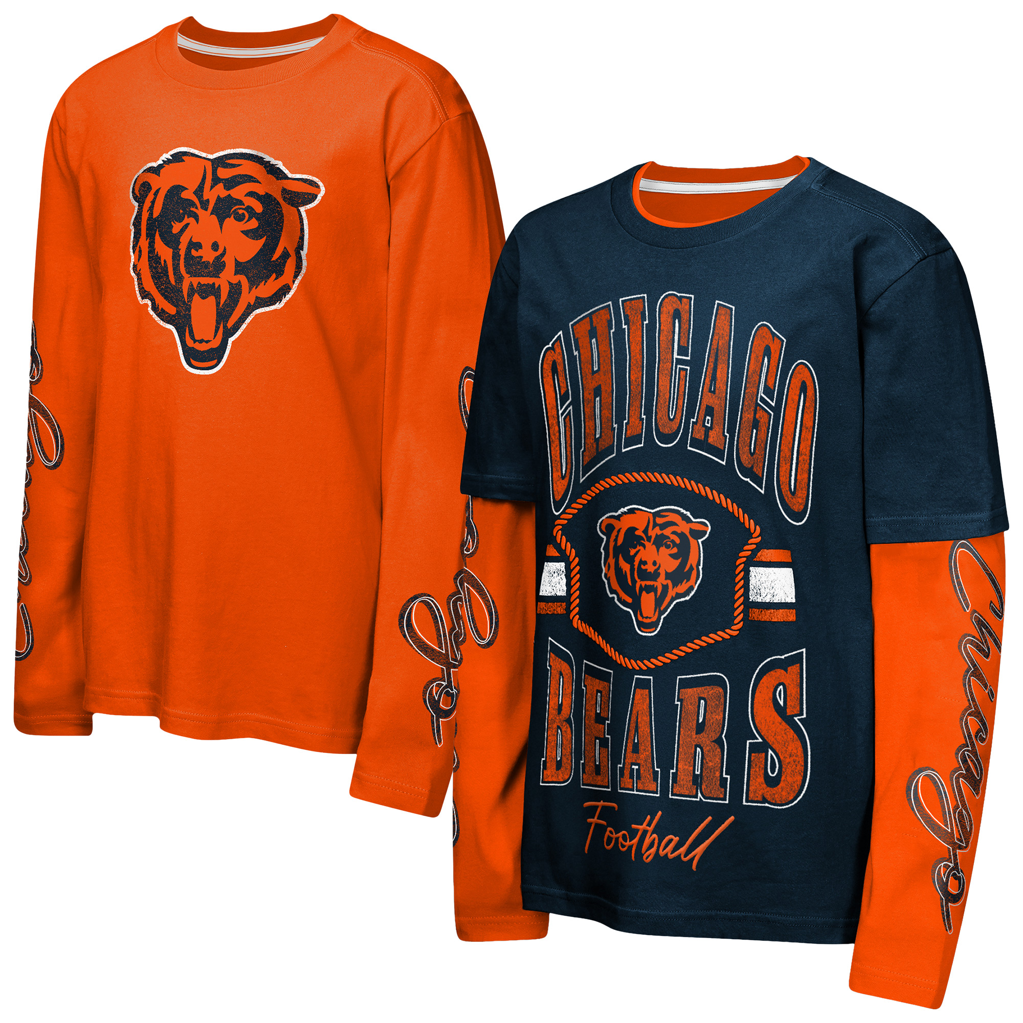 Outerstuff Big Boys' and Girls' Navy/Orange Chicago Bears Motion T-Shirt Combo Set, 2-Piece - Navy, Orange