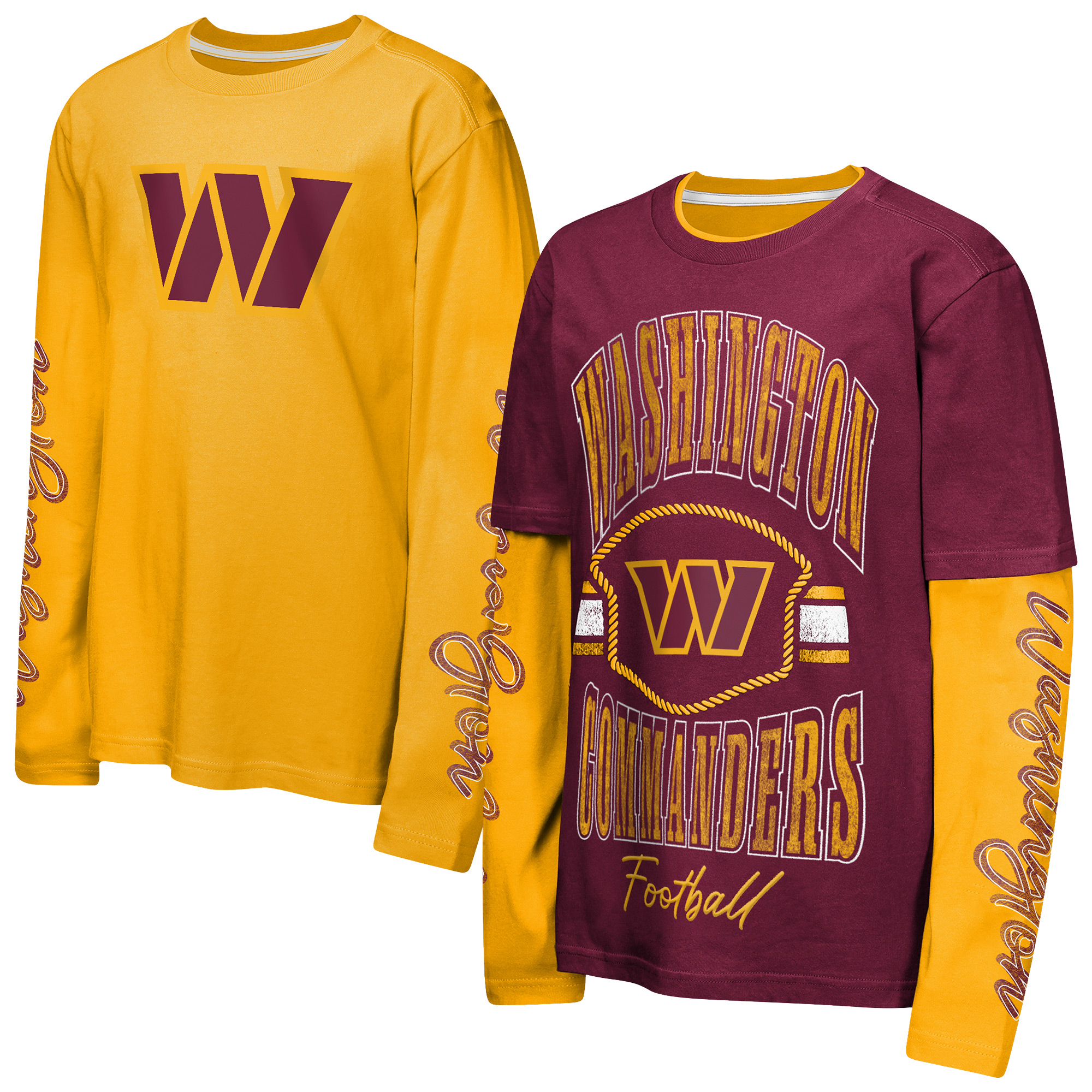 Outerstuff Big Boys' and Girls' Burgundy/Gold Washington Commanders Motion T-Shirt Combo Set, 2-Piece - Burgundy, Gold