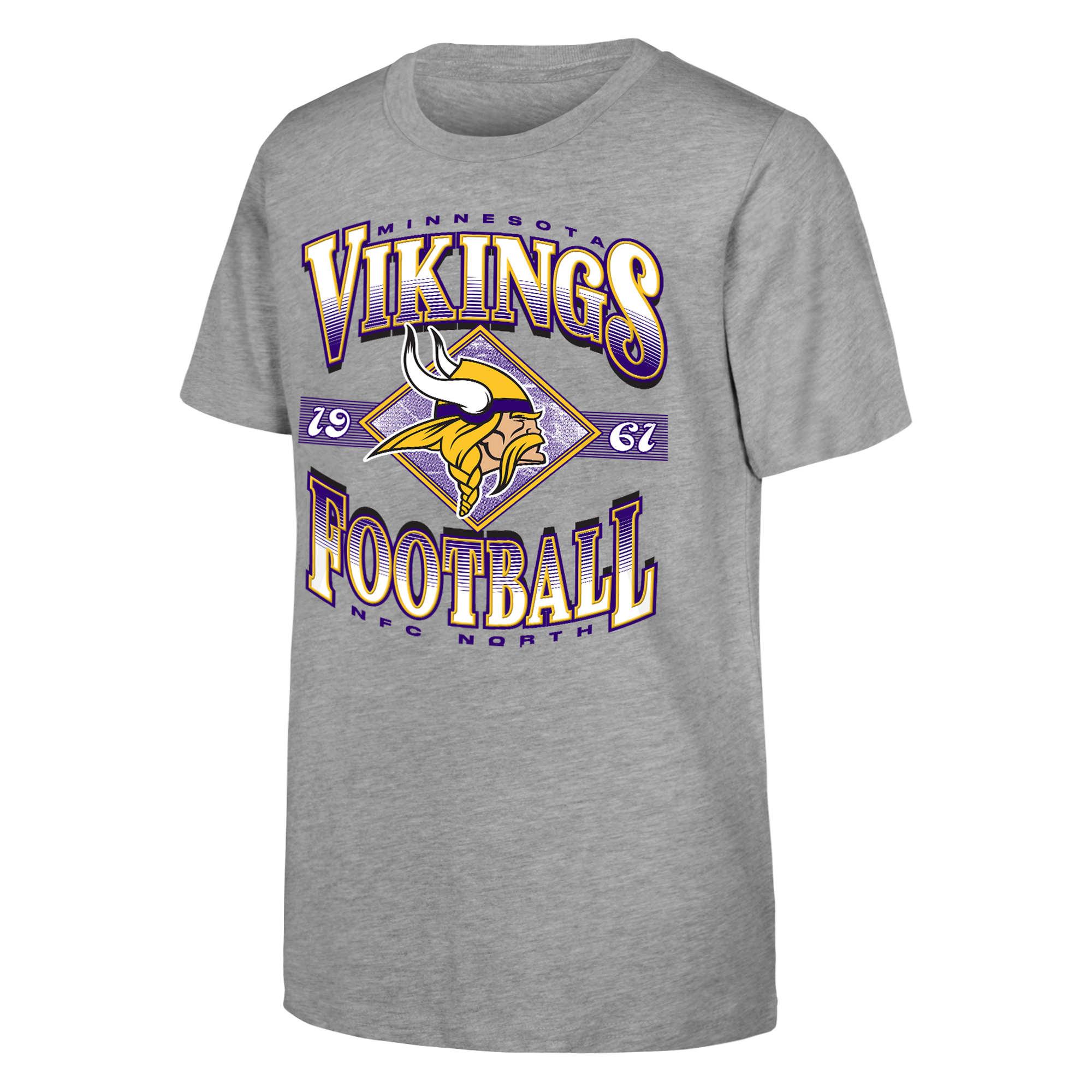 Outerstuff Big Boys' and Girls' Heather Gray Minnesota Vikings Nfl Of Days Past T-Shirt - Heather Gray