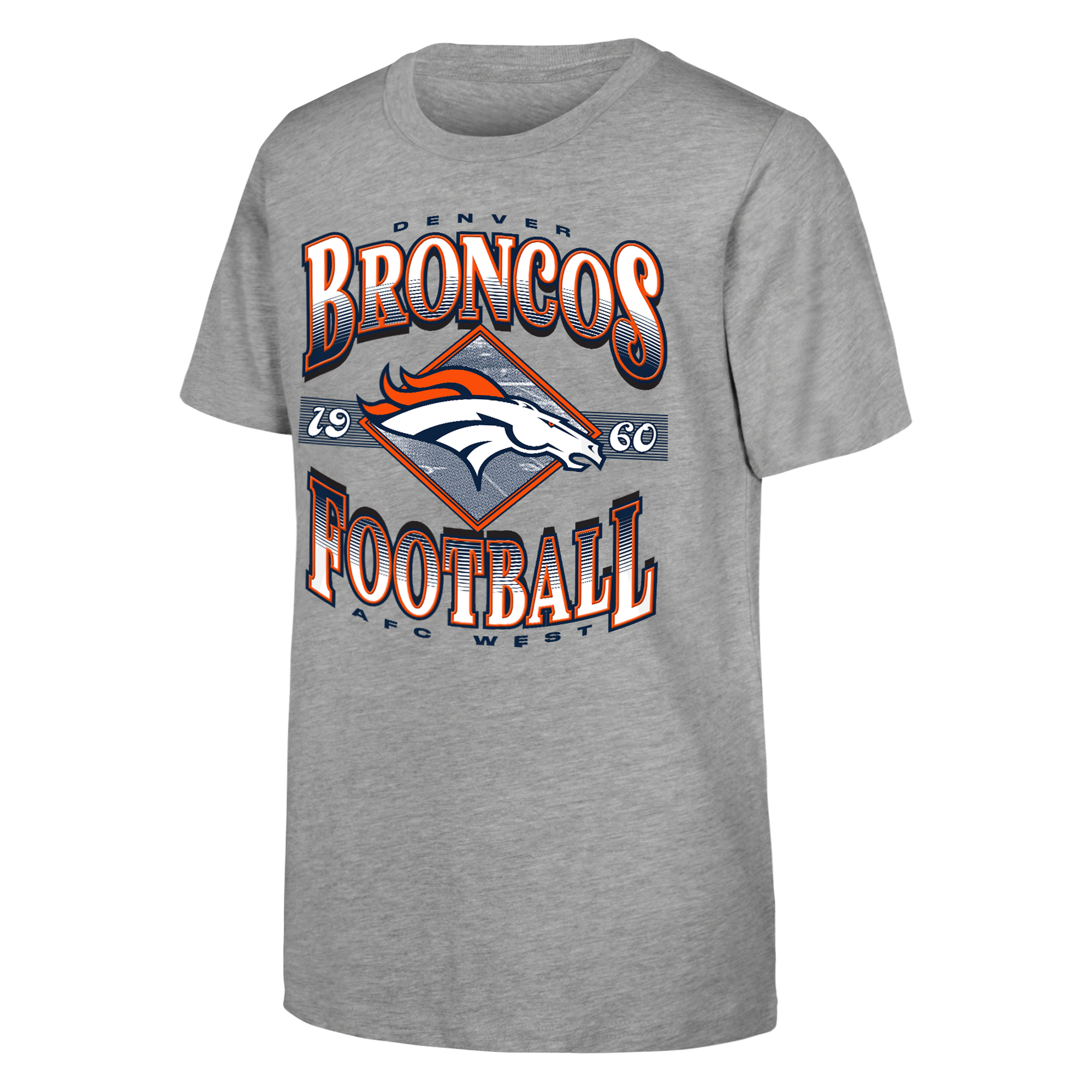 Outerstuff Big Boys' and Girls' Heather Gray Denver Broncos Nfl Of Days Past T-Shirt - Heather Gray