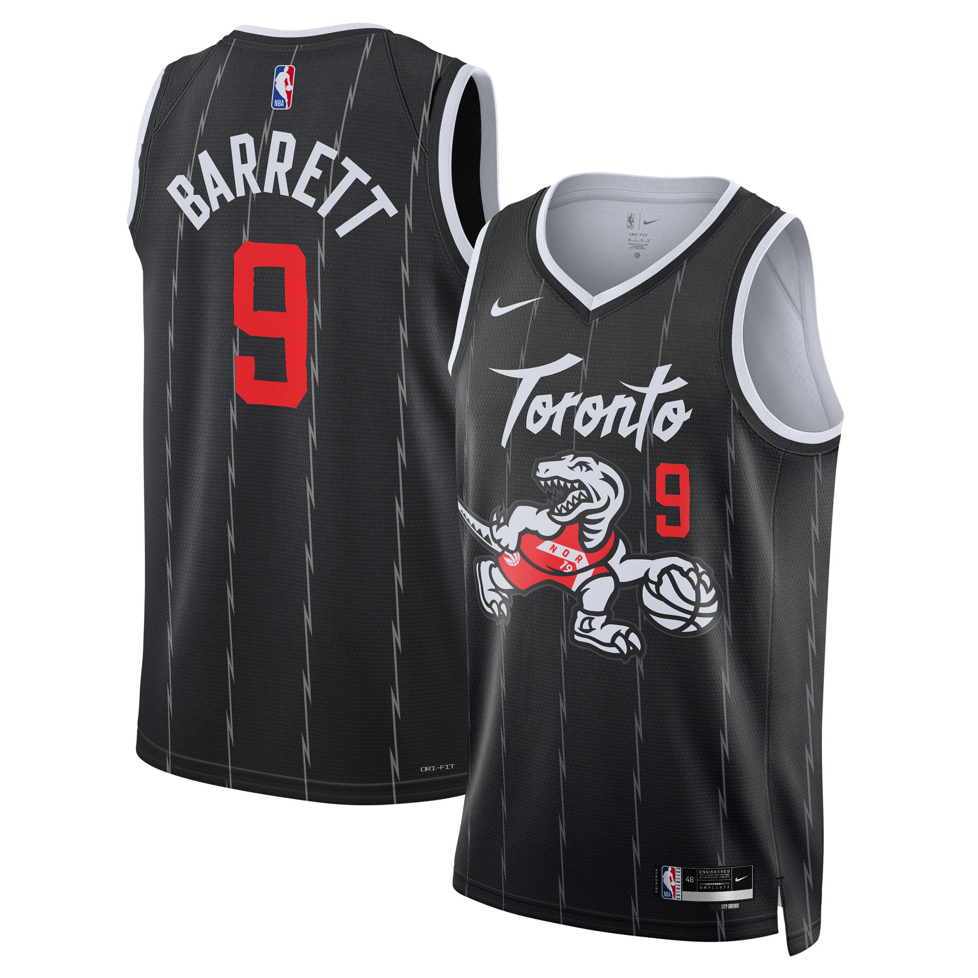 Unisex Nike RJ Barrett Black Toronto Raptors 2025/26 Swingman Jersey - City Edition