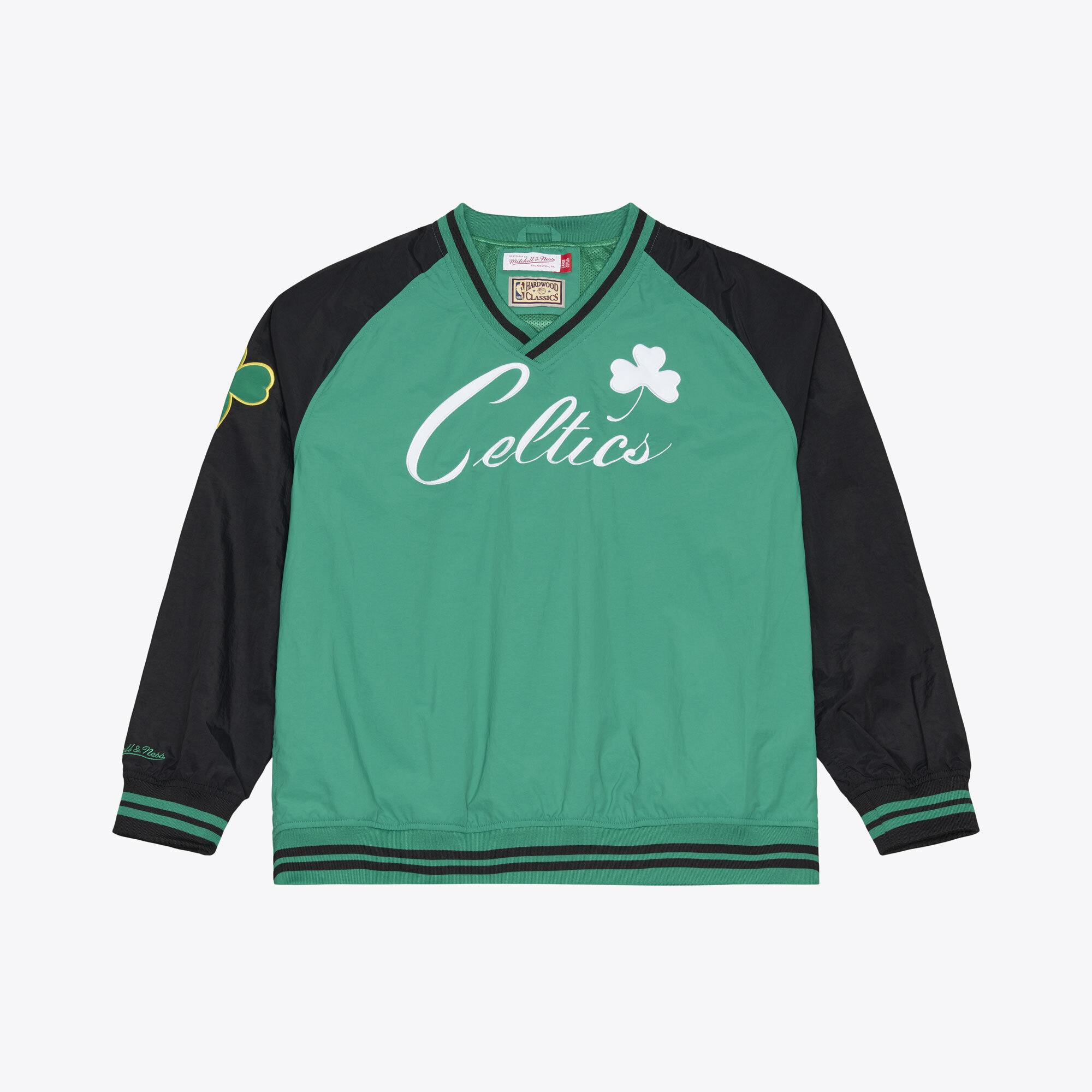 Men’s Mitchell & Ness Kelly Green Boston Celtics Classic V-Neck Raglan Pullover Men’s Mitchell & Ness Kelly Green Boston Celtics Classic V-Neck Raglan Pullover