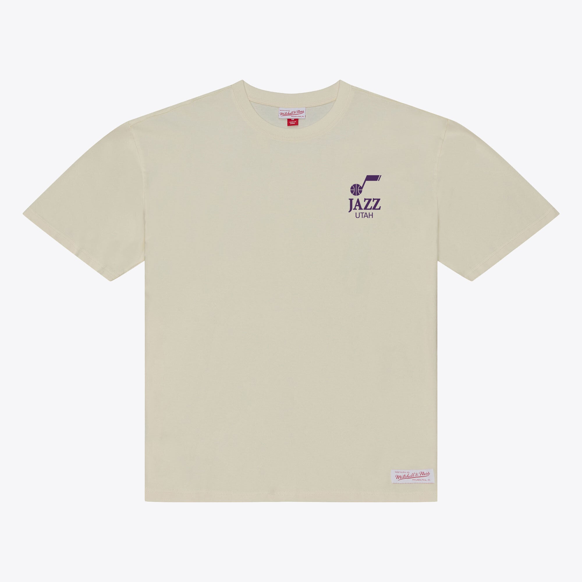 Men's Mitchell & Ness  Cream Utah Jazz Core Essentials T-Shirt