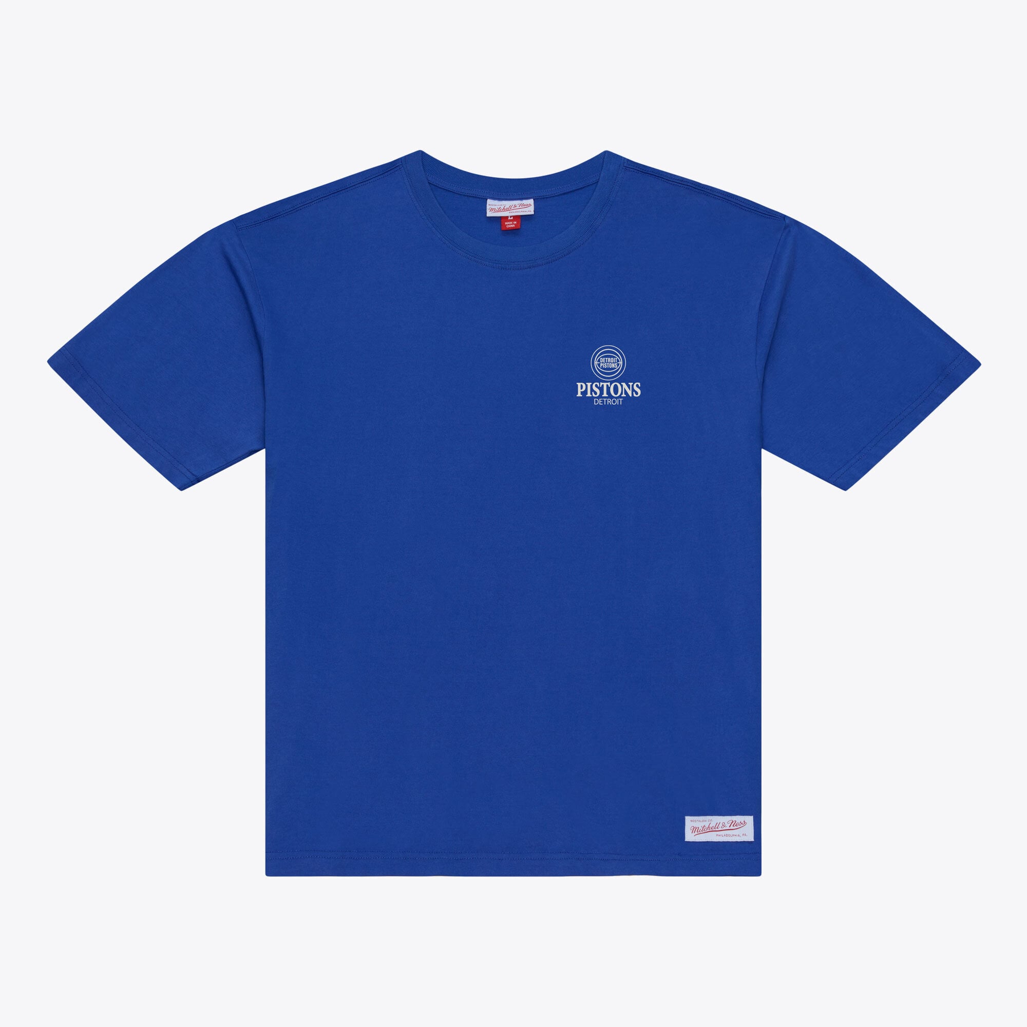 T-shirt da uomo Mitchell & Ness blu Detroit Pistons Core Essentials