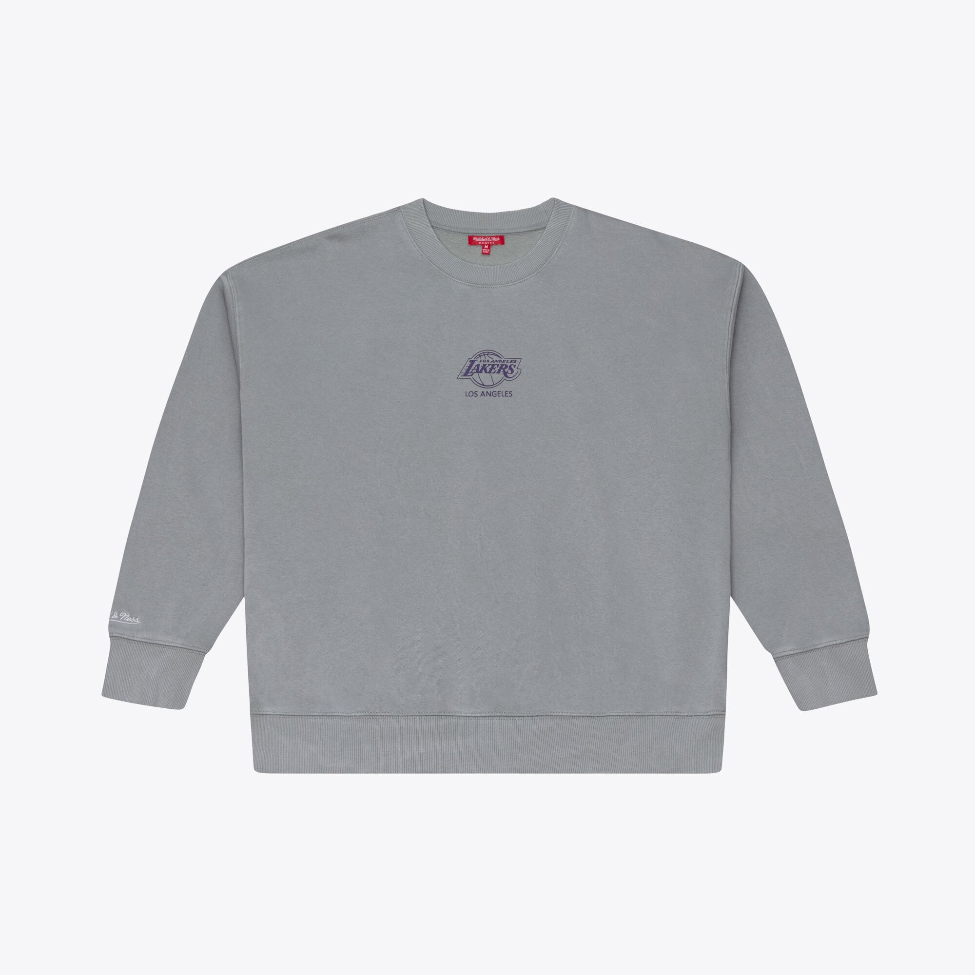 Felpa da donna Mitchell & Ness grigia con micro logo Los Angeles Lakers Core Essentials