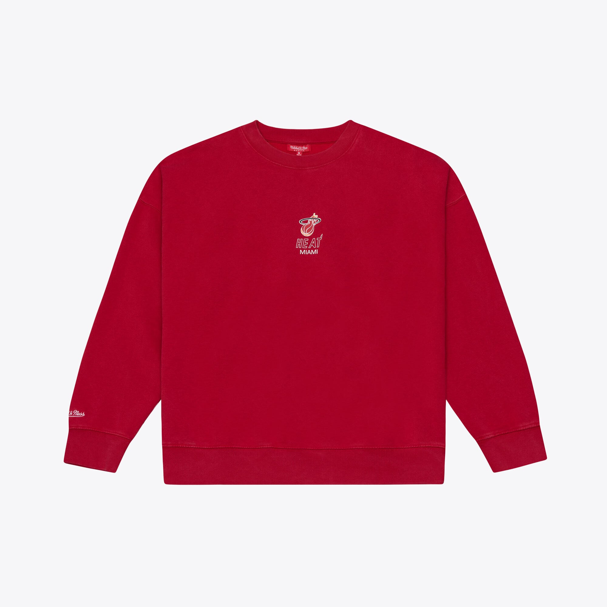 Felpa da donna Mitchell & Ness rossa con micro logo Miami Heat Core Essentials
