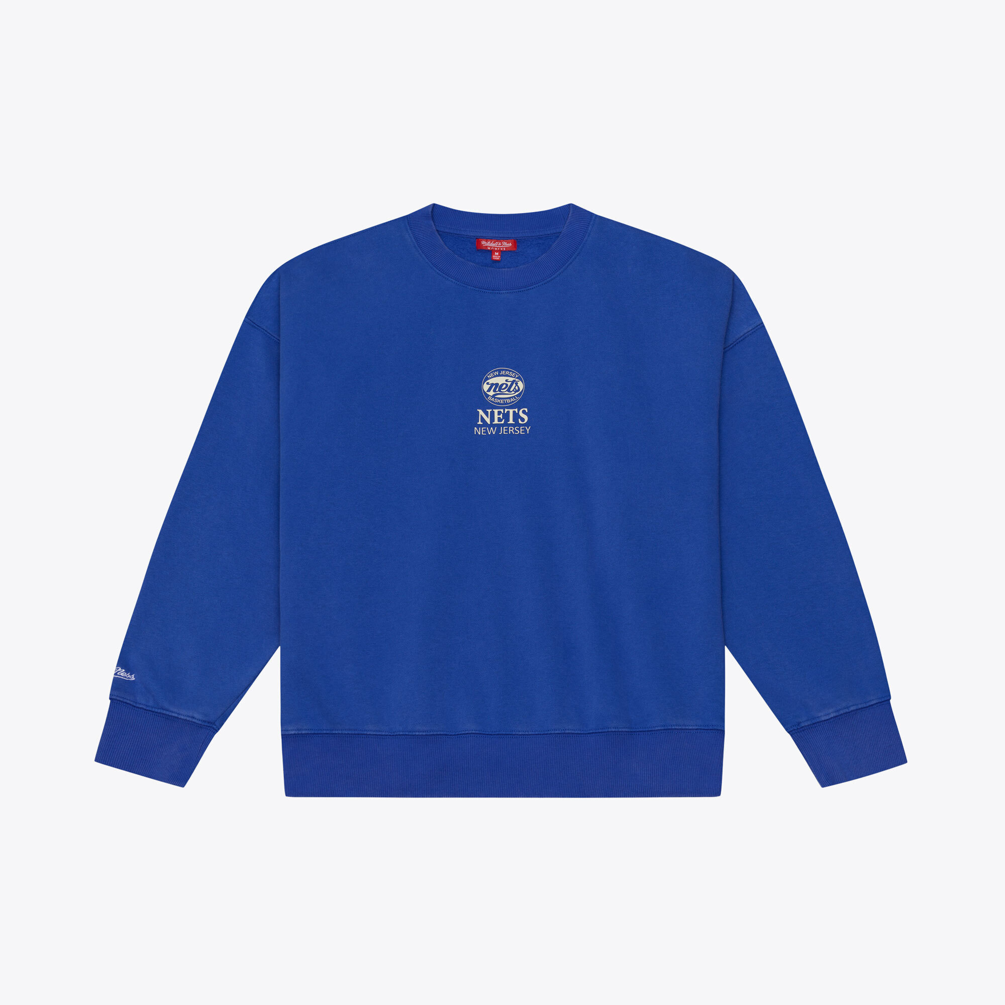 Women's Mitchell & Ness Blue New Jersey Nets Core Essentials Micro Logo Fleece Sweatshirt