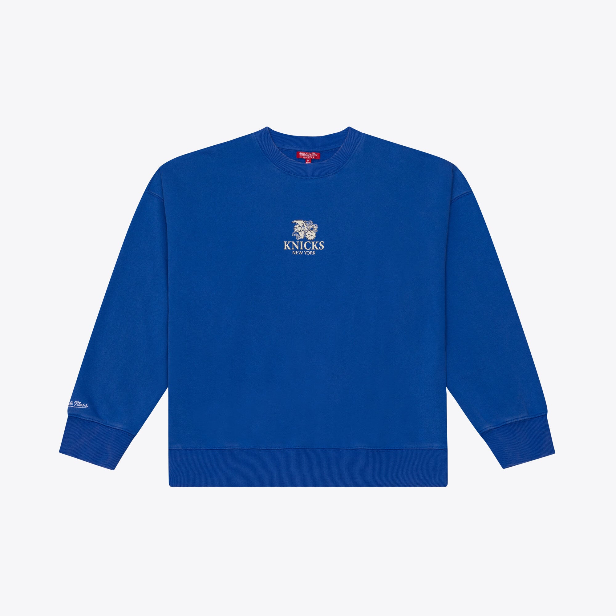 Felpa da donna Mitchell & Ness blu con micro logo New York Knicks Core Essentials.