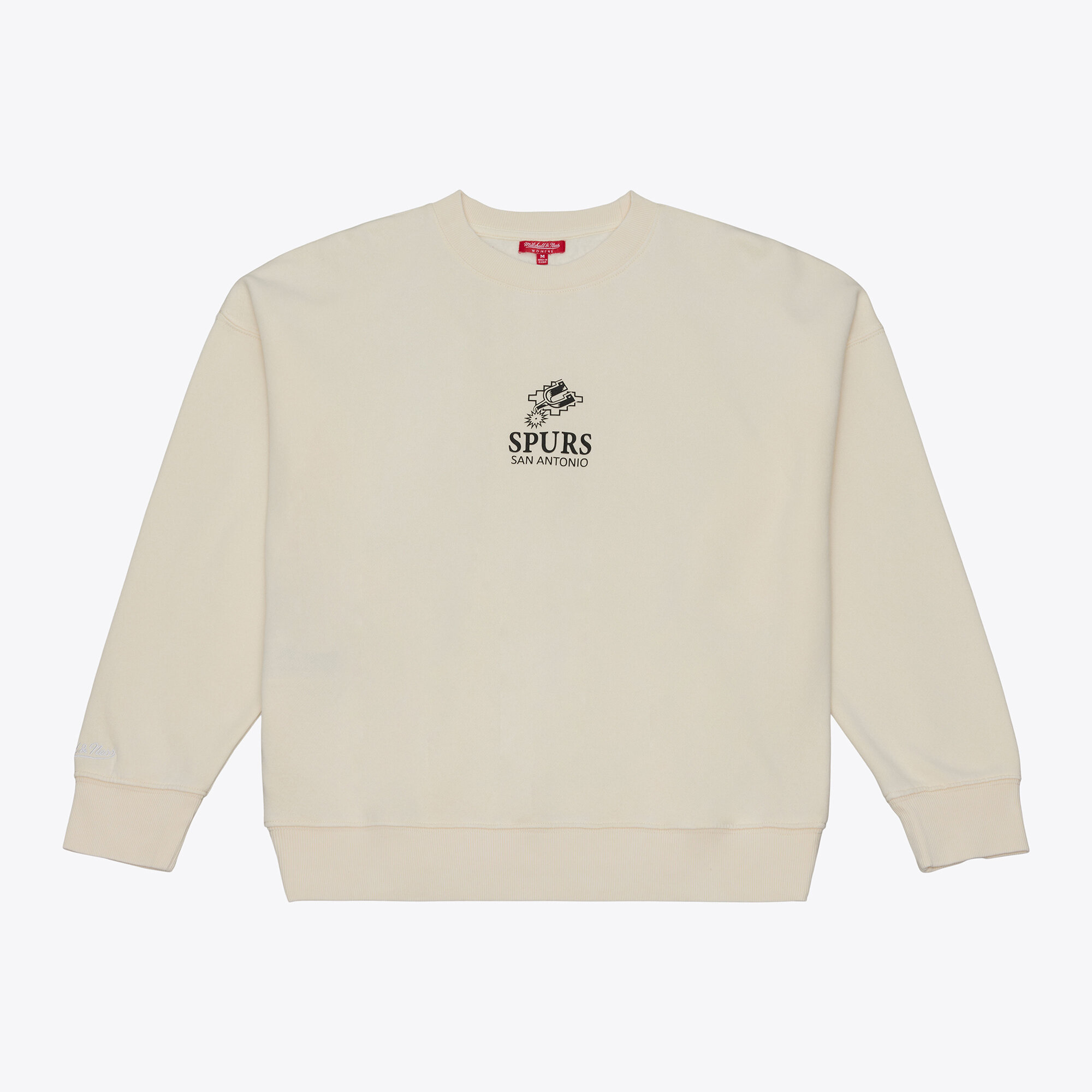 Mitchell & Ness Women's Cream San Antonio Spurs Core Essentials Micro Logo Fleece Sweatshirt - Cream