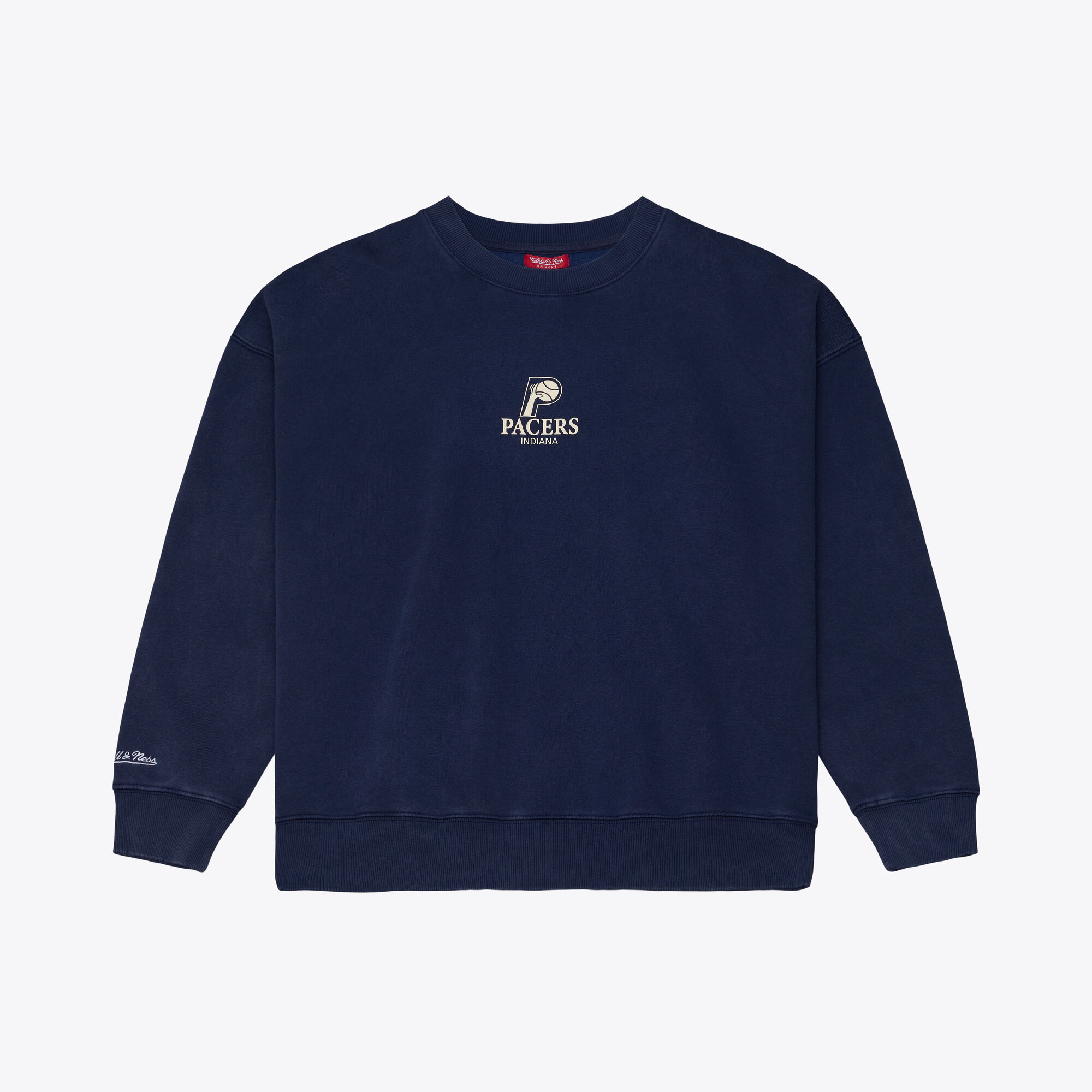 Women's Mitchell & Ness  Navy Indiana Pacers Core Essentials Micro Logo Fleece Sweatshirt