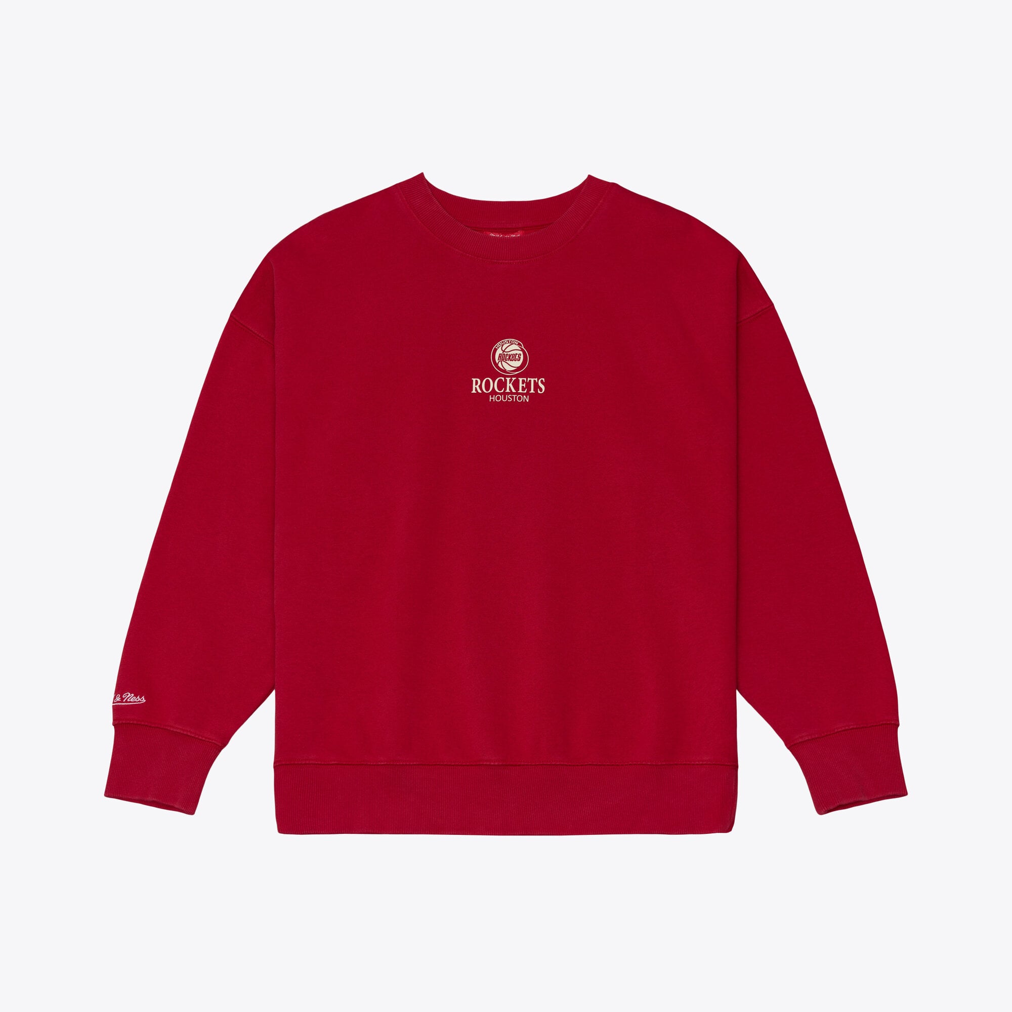 Felpa da donna Mitchell & Ness rossa con micro logo Houston Rockets Core Essentials