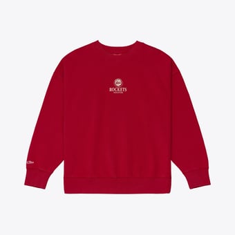 Women's Mitchell & Ness  Red Houston Rockets Core Essentials Micro Logo Fleece Sweatshirt