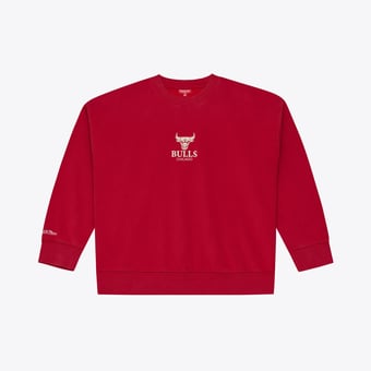Women's Mitchell & Ness  Red Chicago Bulls Core Essentials Micro Logo Fleece Sweatshirt