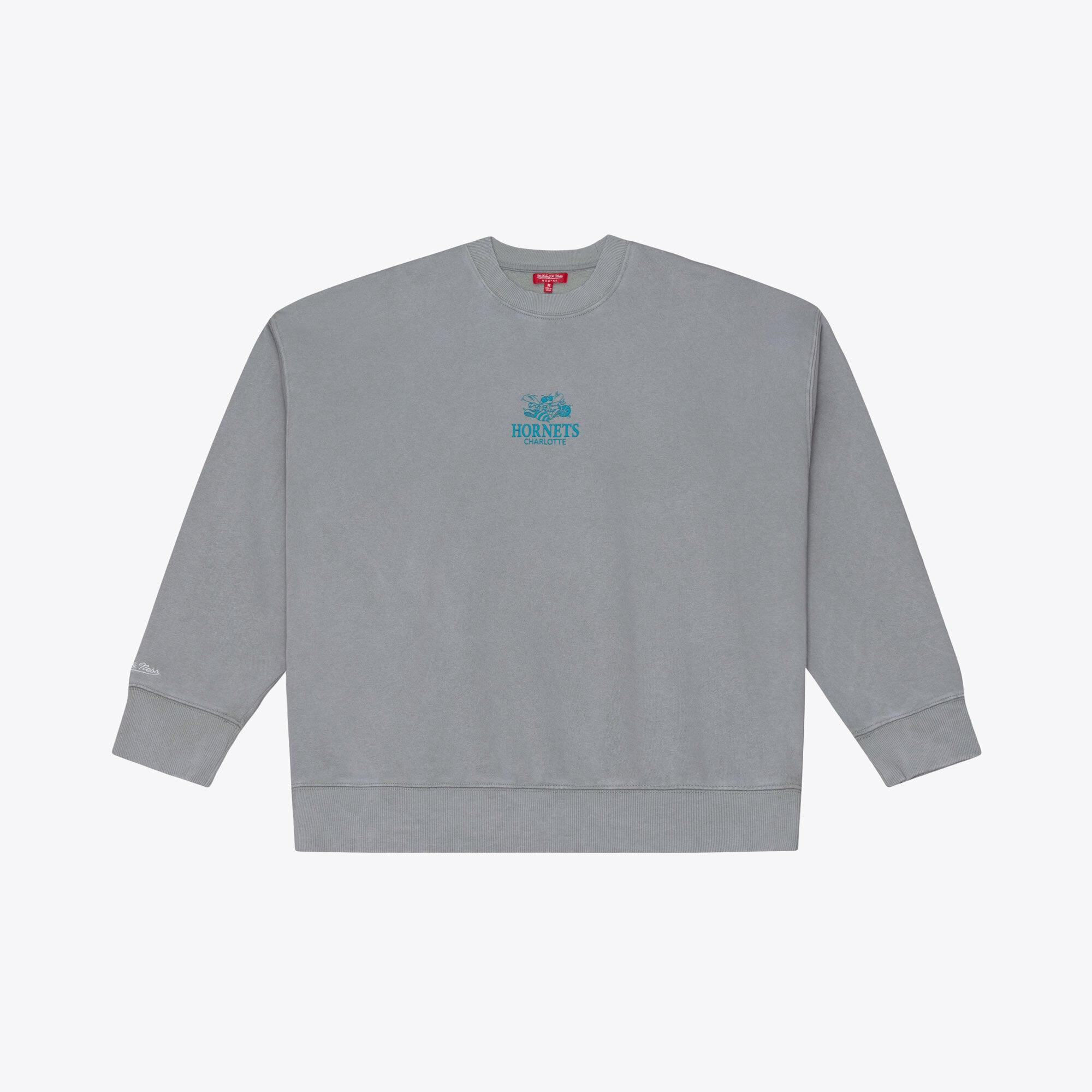 Felpa da donna Mitchell & Ness grigia con micro logo Charlotte Hornets Core Essentials