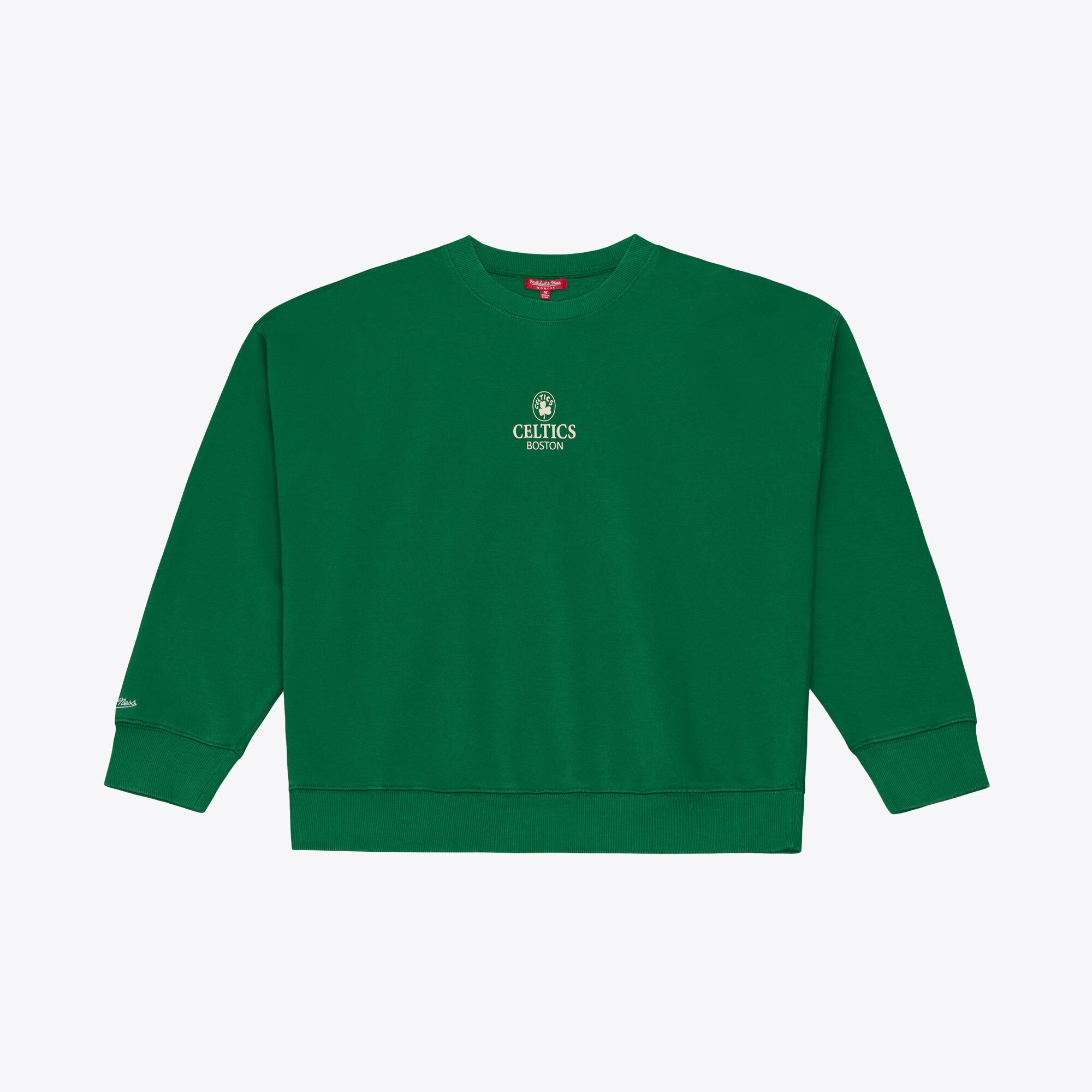 Women's Mitchell & Ness  Kelly Green Boston Celtics Core Essentials Micro Logo Fleece Sweatshirt