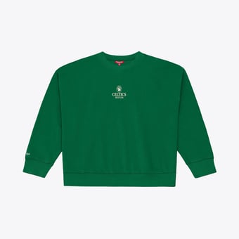 Women's Mitchell & Ness  Kelly Green Boston Celtics Core Essentials Micro Logo Fleece Sweatshirt