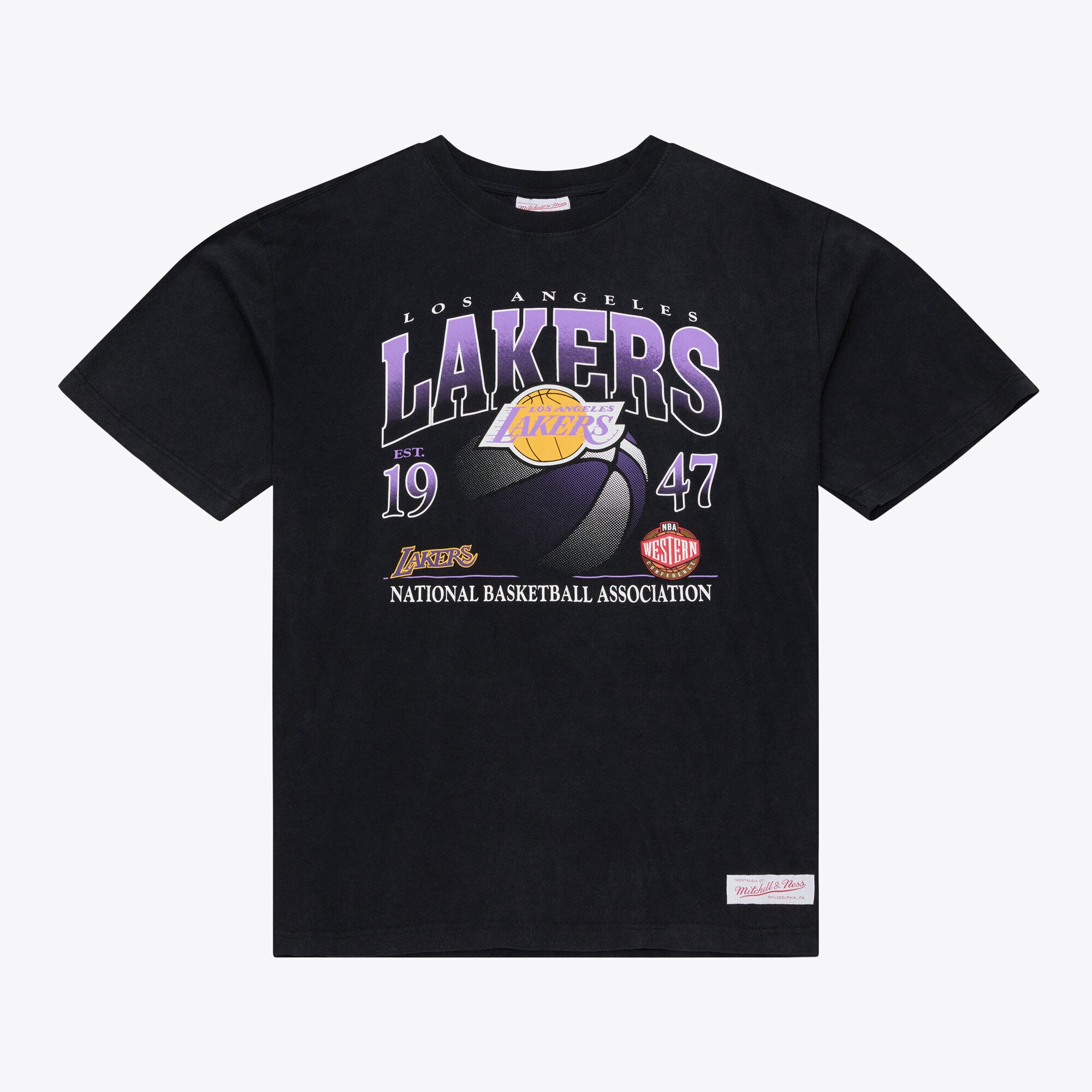 Men's Mitchell & Ness Black Los Angeles Lakers Core Graphic T-Shirt