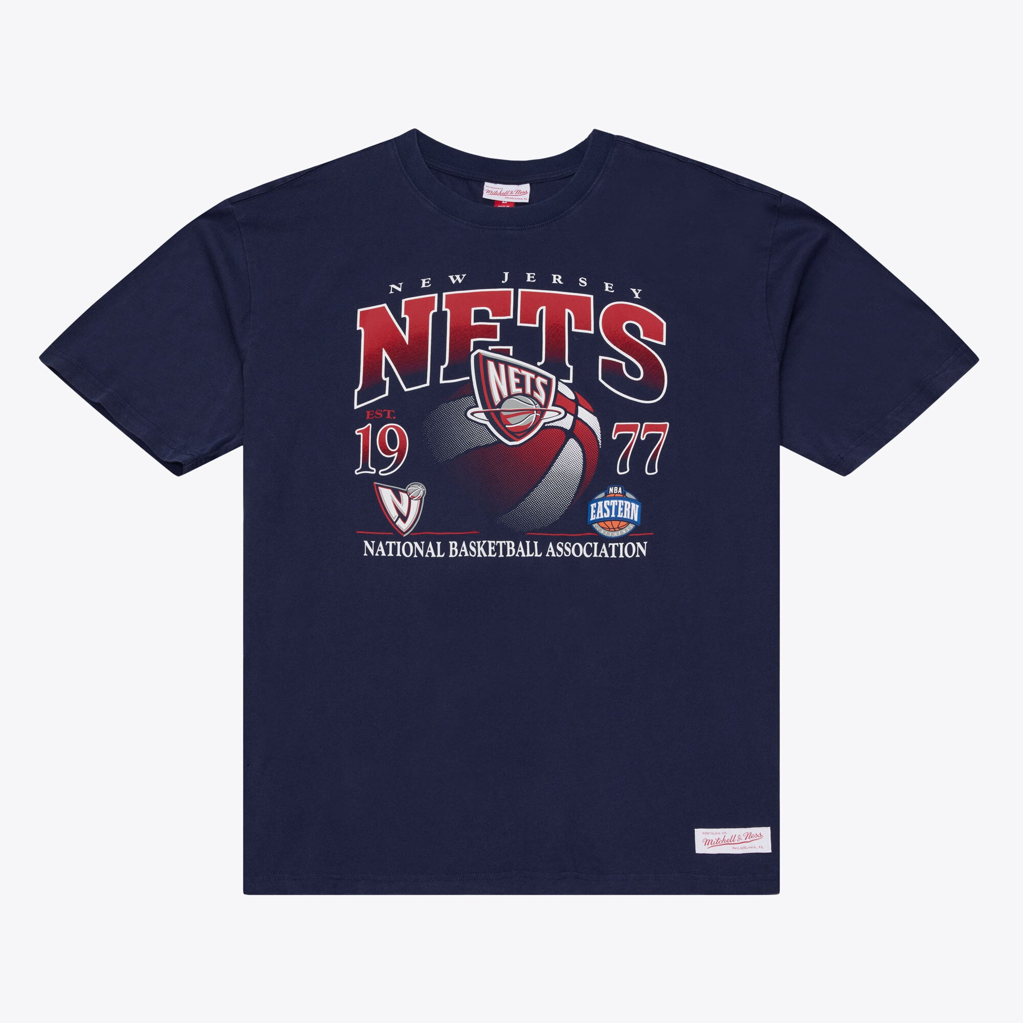 Men's Mitchell & Ness Navy New Jersey Nets Core Graphic T-Shirt